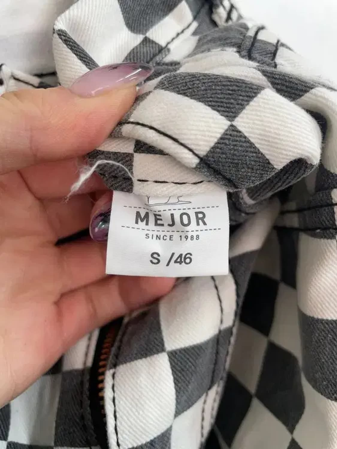 스몰 MEJOR 체커보드 와이드 팬츠 블랙 화이트 상품이미지6