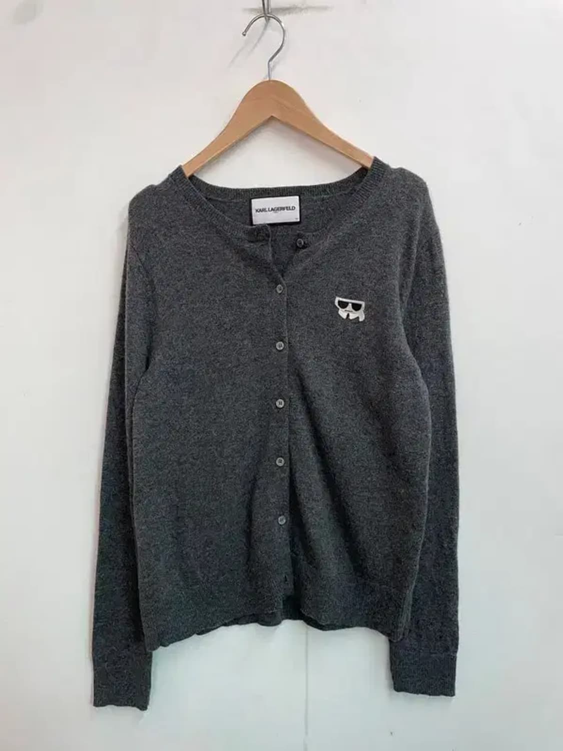 95 칼라거펠트 니트집업 울 가디건 그레이 상품이미지2