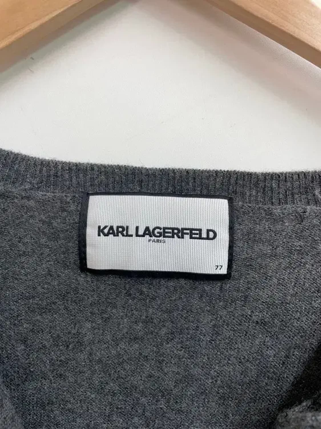 95 칼라거펠트 니트집업 울 가디건 그레이 상품이미지5