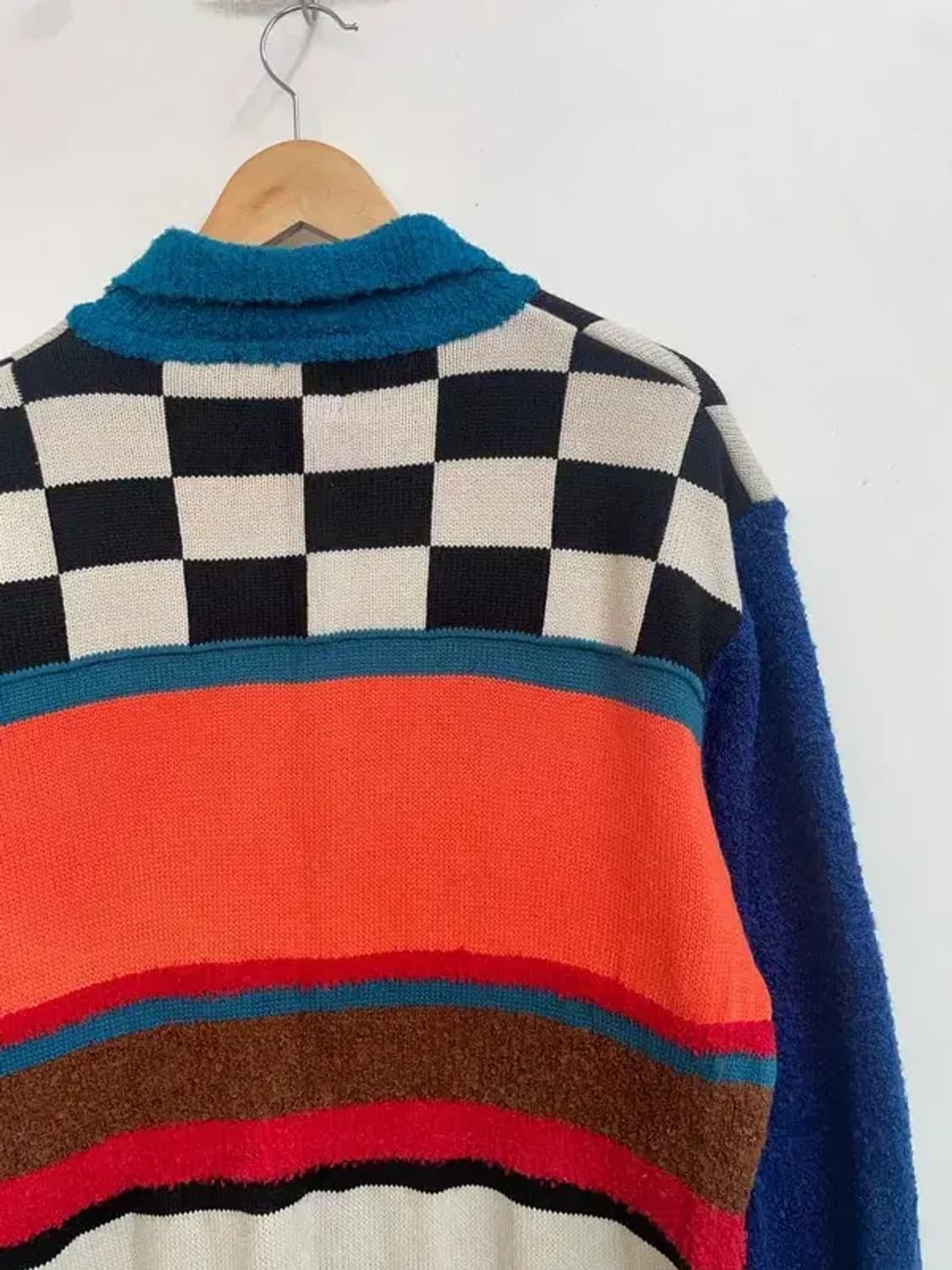 미디움 유쓰배쓰 체커보드 카라 집업 가디건 네이비 상품이미지10