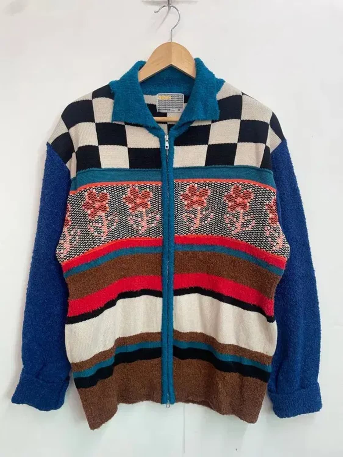 미디움 유쓰배쓰 체커보드 카라 집업 가디건 네이비 상품이미지2