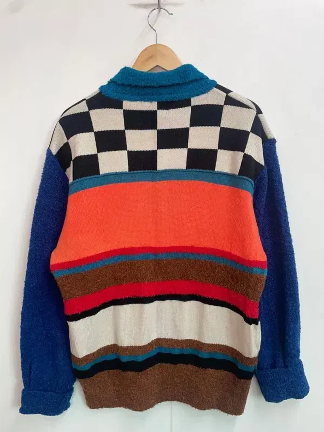 미디움 유쓰배쓰 체커보드 카라 집업 가디건 네이비 상품이미지8