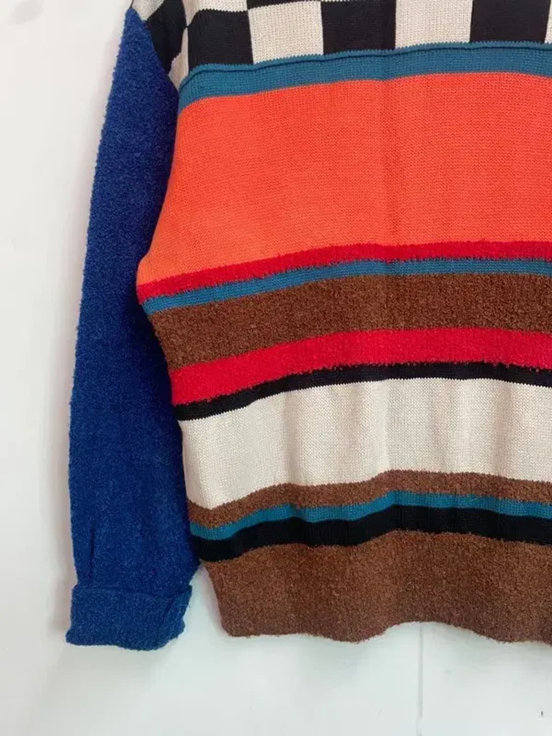 미디움 유쓰배쓰 체커보드 카라 집업 가디건 네이비 상품이미지9