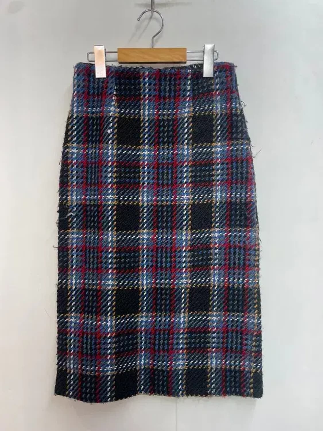 미디움 JPN 체크 트위드 미디 스커트 네이비 상품이미지2