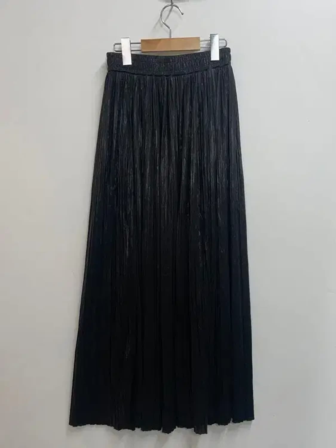 88 빈티지 실크 밴딩 롱 스커트 블랙 상품이미지2