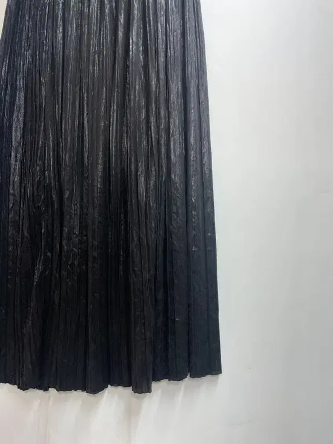 88 빈티지 실크 밴딩 롱 스커트 블랙 상품이미지3
