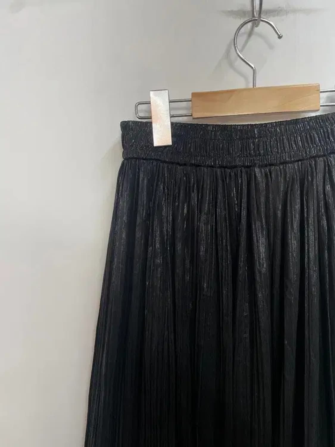 88 빈티지 실크 밴딩 롱 스커트 블랙 상품이미지4