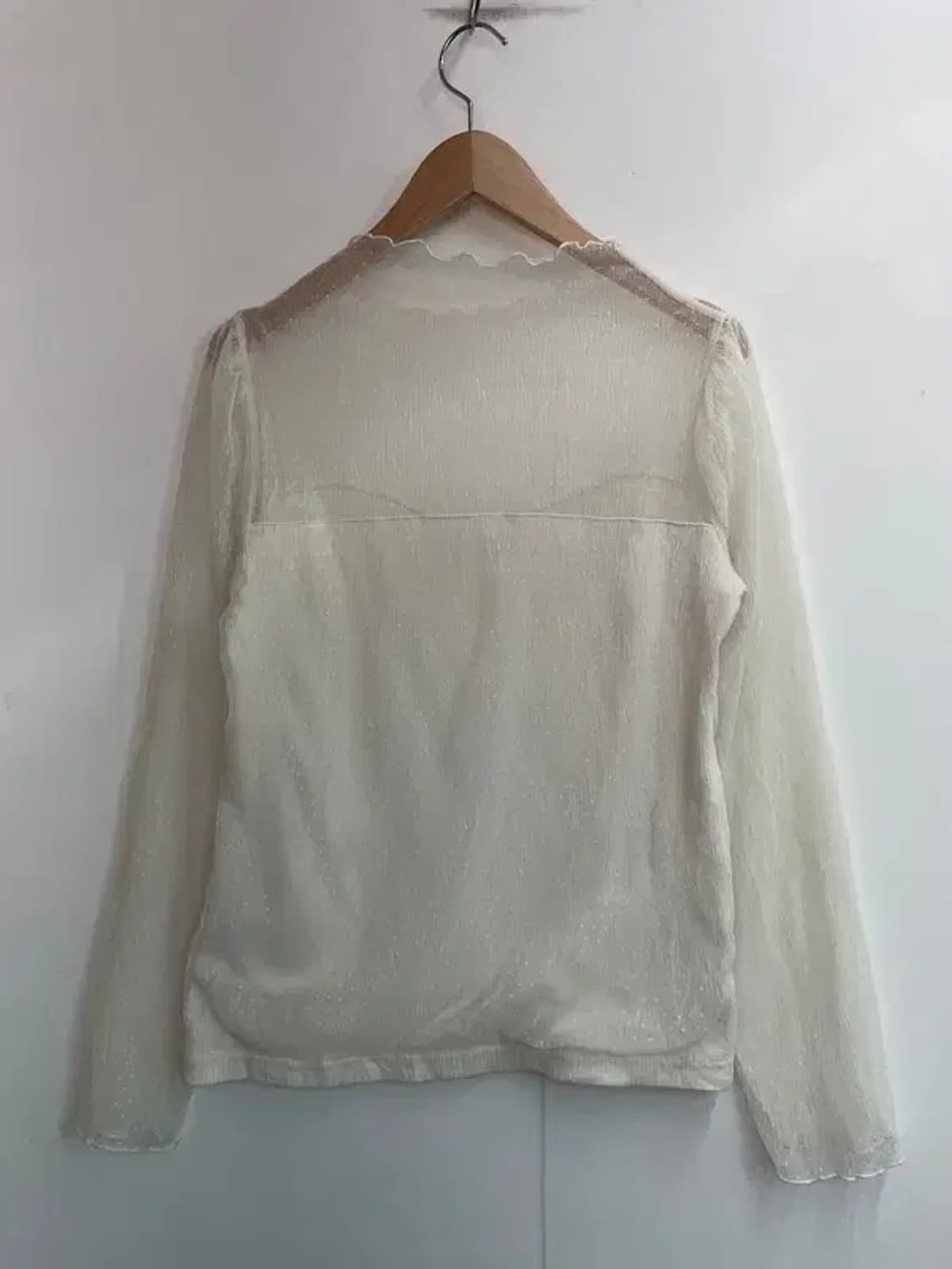 프리 빈티지 플라워 레이스 시스루 블라우스 아이보리 상품이미지6