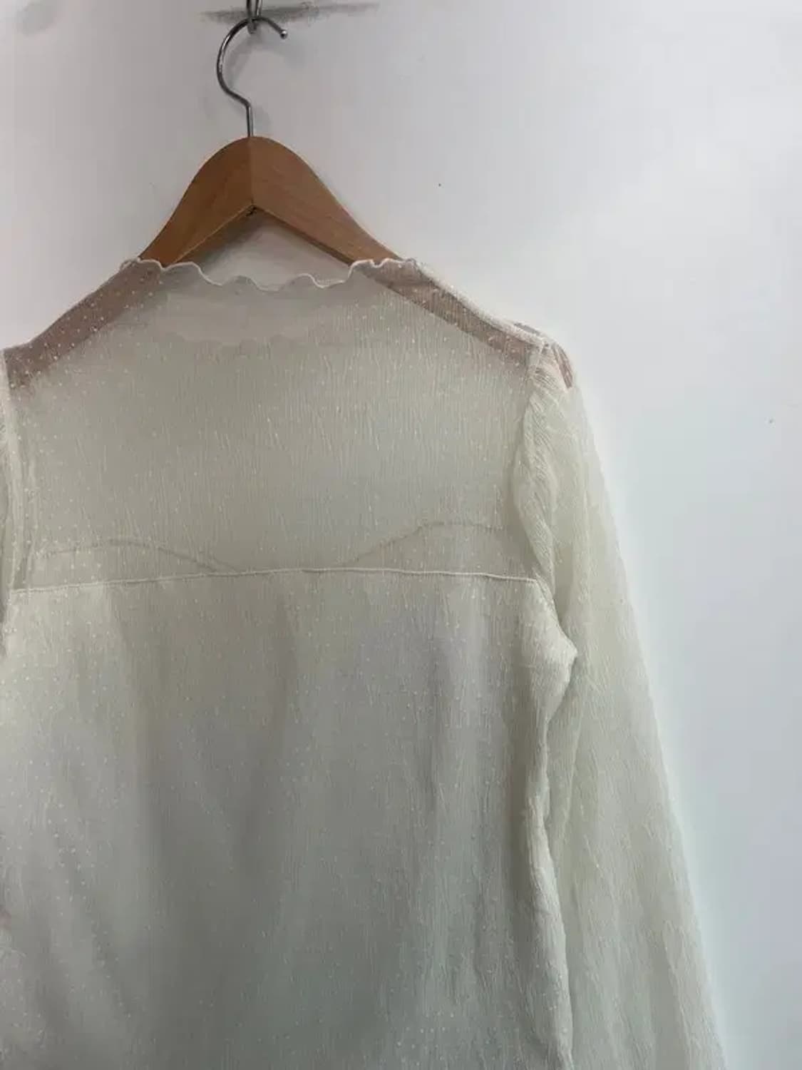 프리 빈티지 플라워 레이스 시스루 블라우스 아이보리 상품이미지8