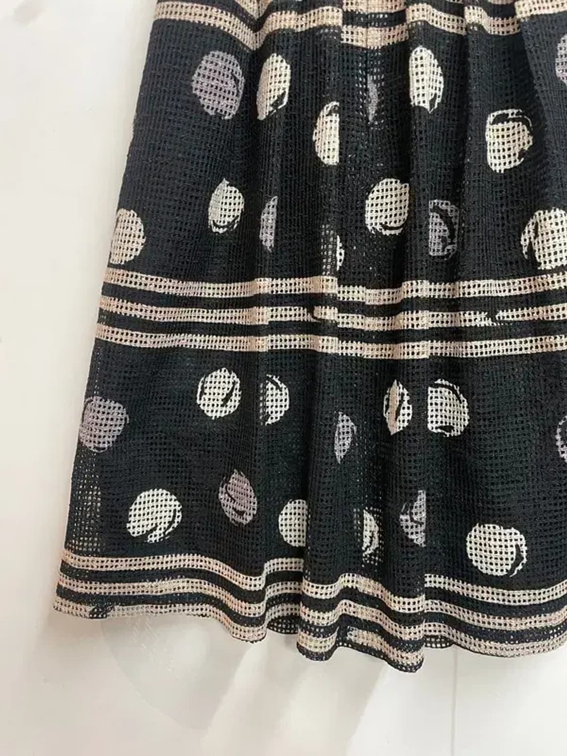미디움 JPN 빈티지 도트 패턴 미디 에이라인 스커트 블랙 상품이미지3