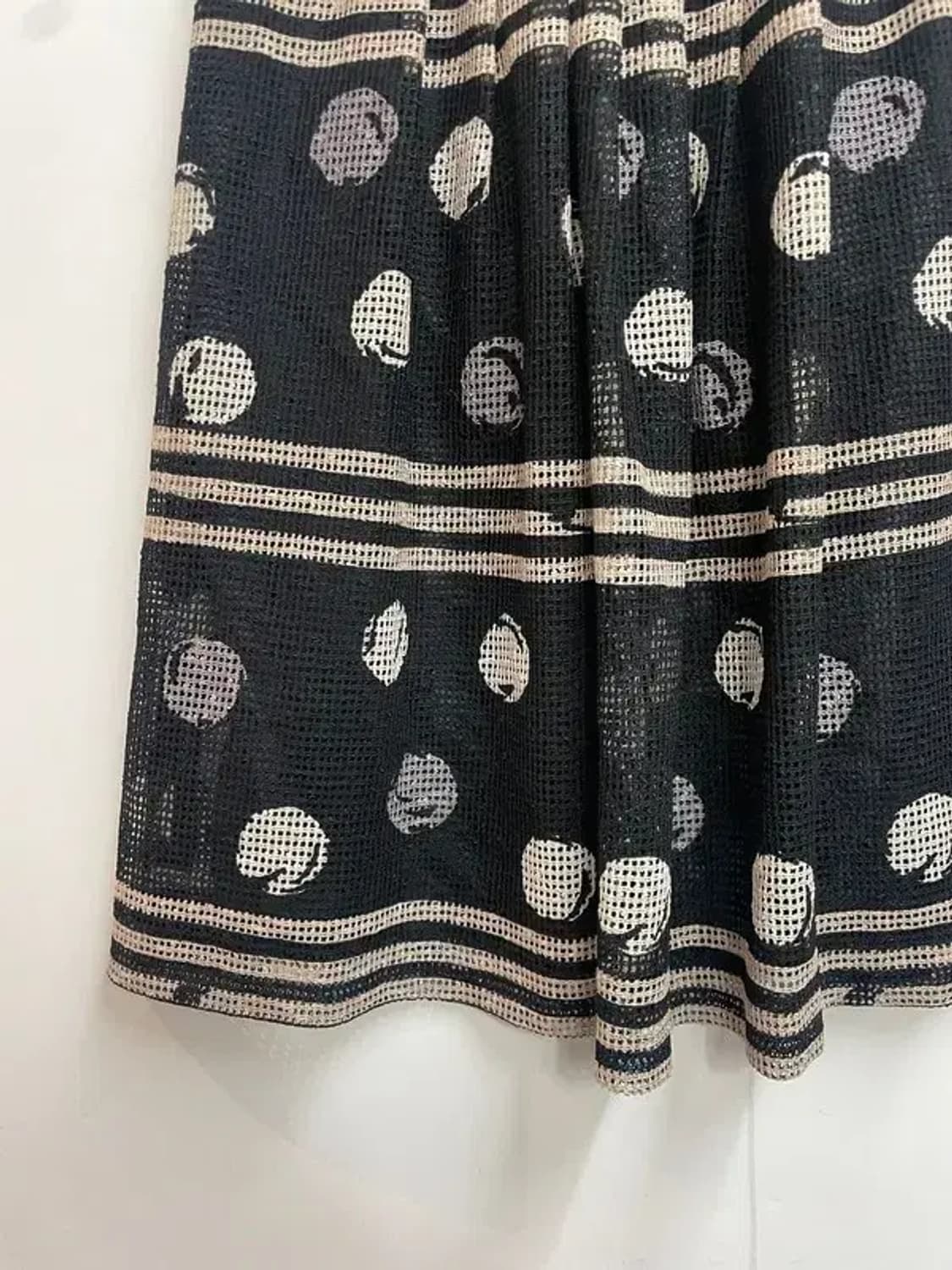 미디움 JPN 빈티지 도트 패턴 미디 에이라인 스커트 블랙 상품이미지7