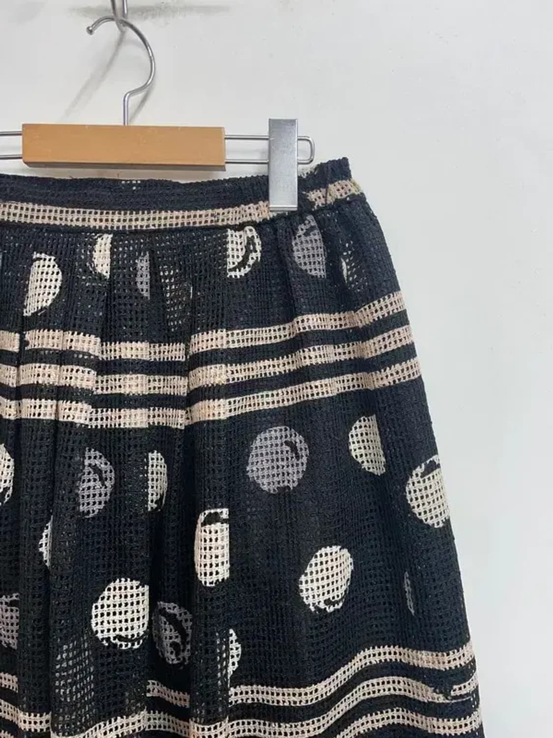 미디움 JPN 빈티지 도트 패턴 미디 에이라인 스커트 블랙 상품이미지8