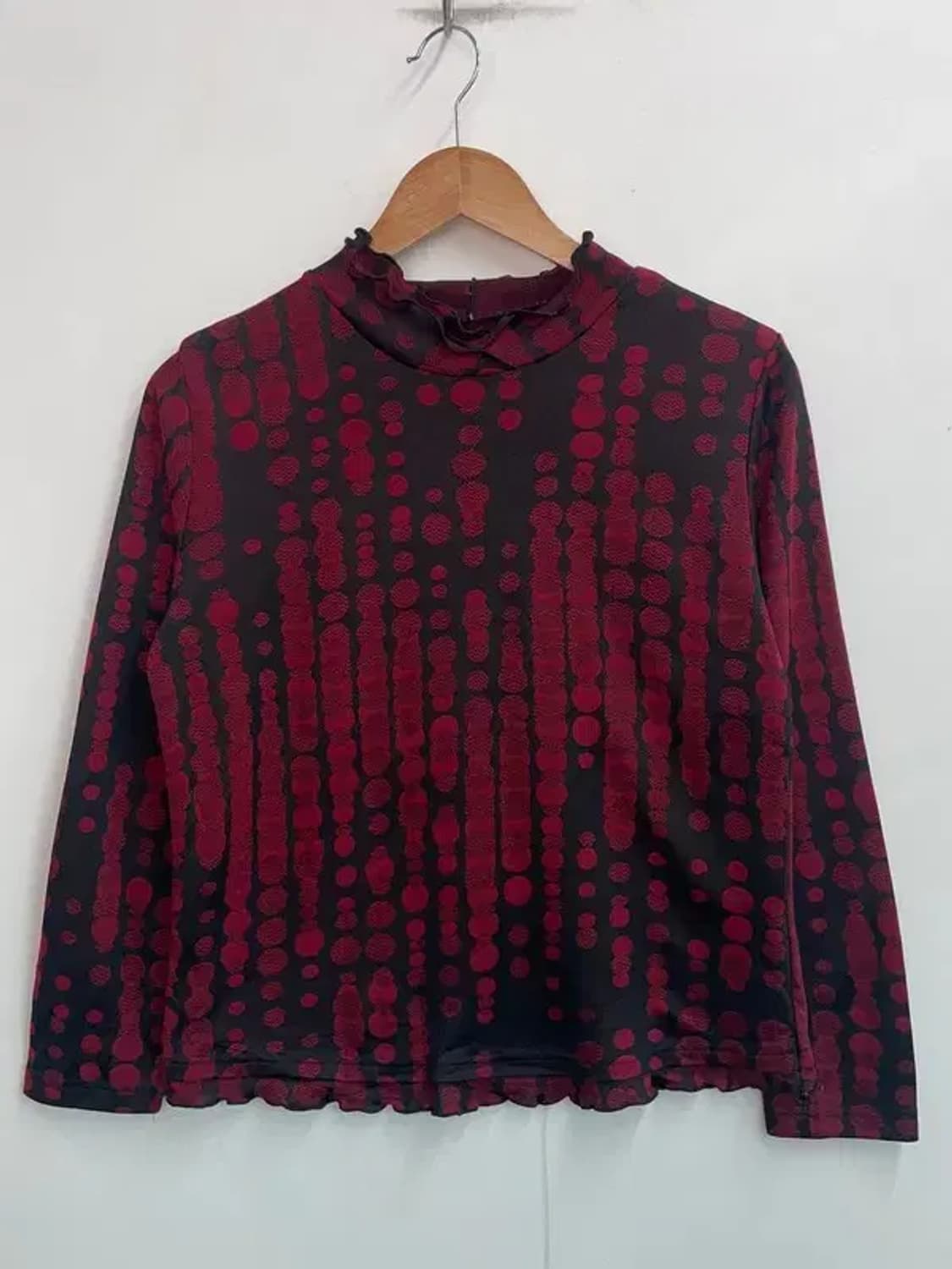 프리 빈티지 레이어드 하이넥 롱슬리브 탑 레드 상품이미지2