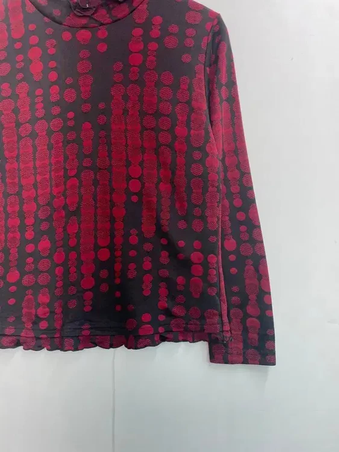 프리 빈티지 레이어드 하이넥 롱슬리브 탑 레드 상품이미지3