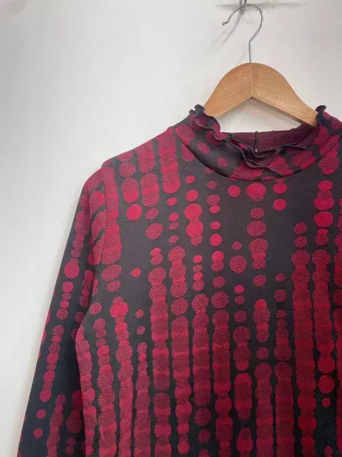 프리 빈티지 레이어드 하이넥 롱슬리브 탑 레드 상품이미지4