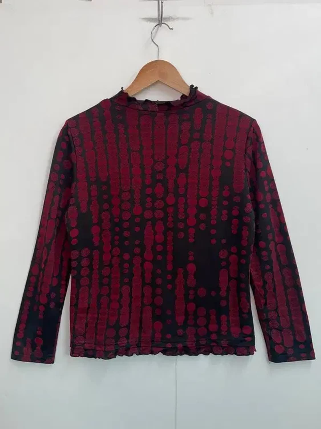 프리 빈티지 레이어드 하이넥 롱슬리브 탑 레드 상품이미지6