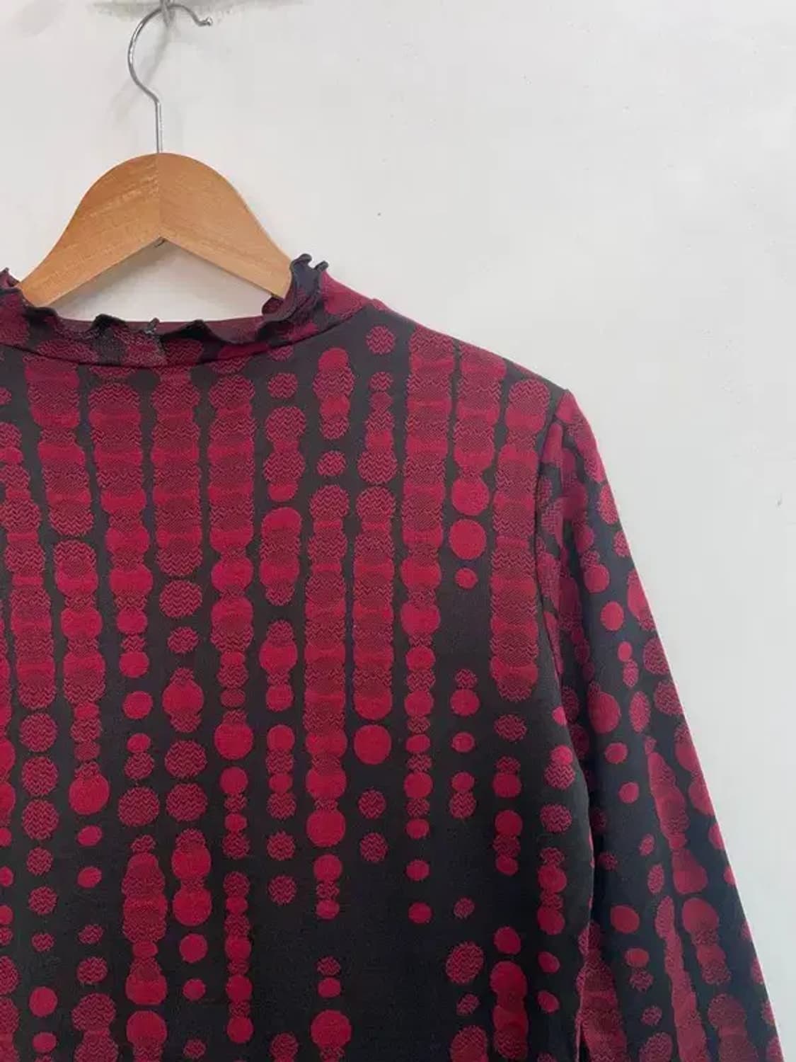 프리 빈티지 레이어드 하이넥 롱슬리브 탑 레드 상품이미지8