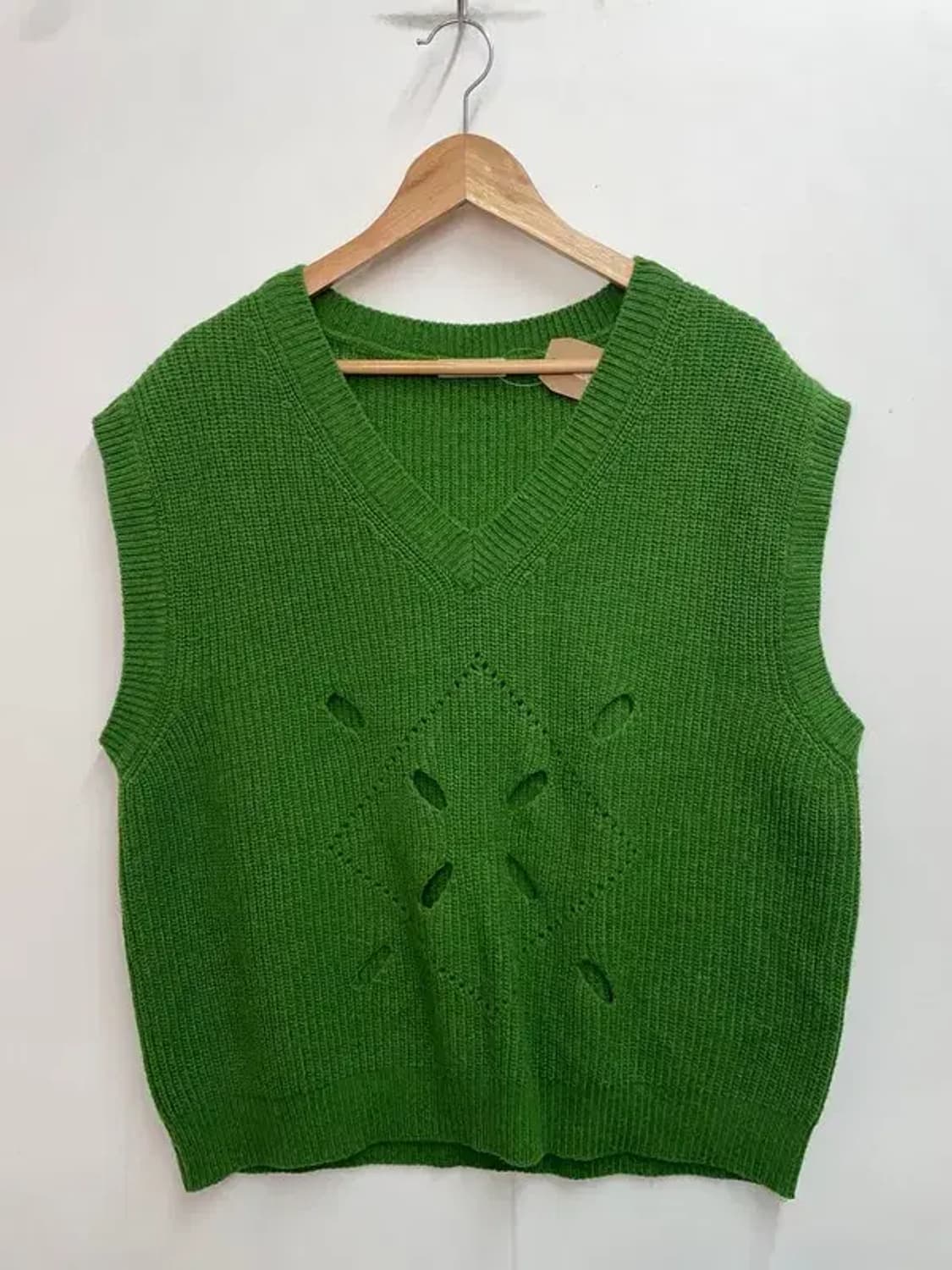 OS 문선 아가일 홀 니트 베스트 포레스트 상품이미지2