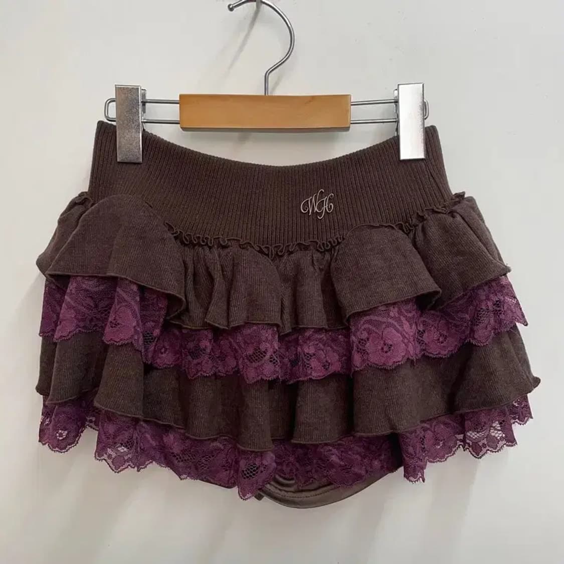 wooha 새상품 골지 니트 캉캉 레이스 미니스커트 코디세트 상품이미지10