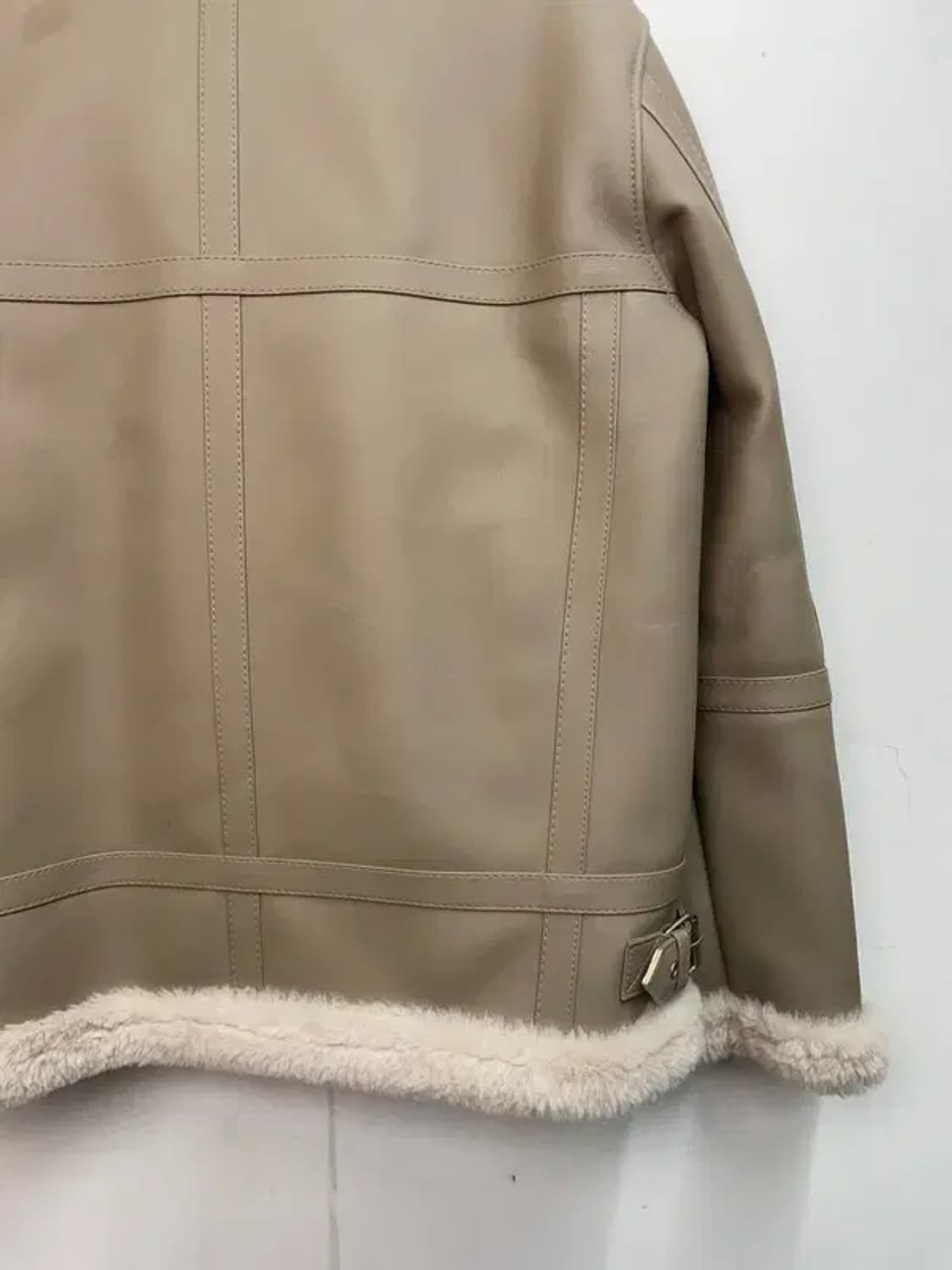 미디움 도프제이슨 솔리드 무톤 자켓 로우베이지 상품이미지4