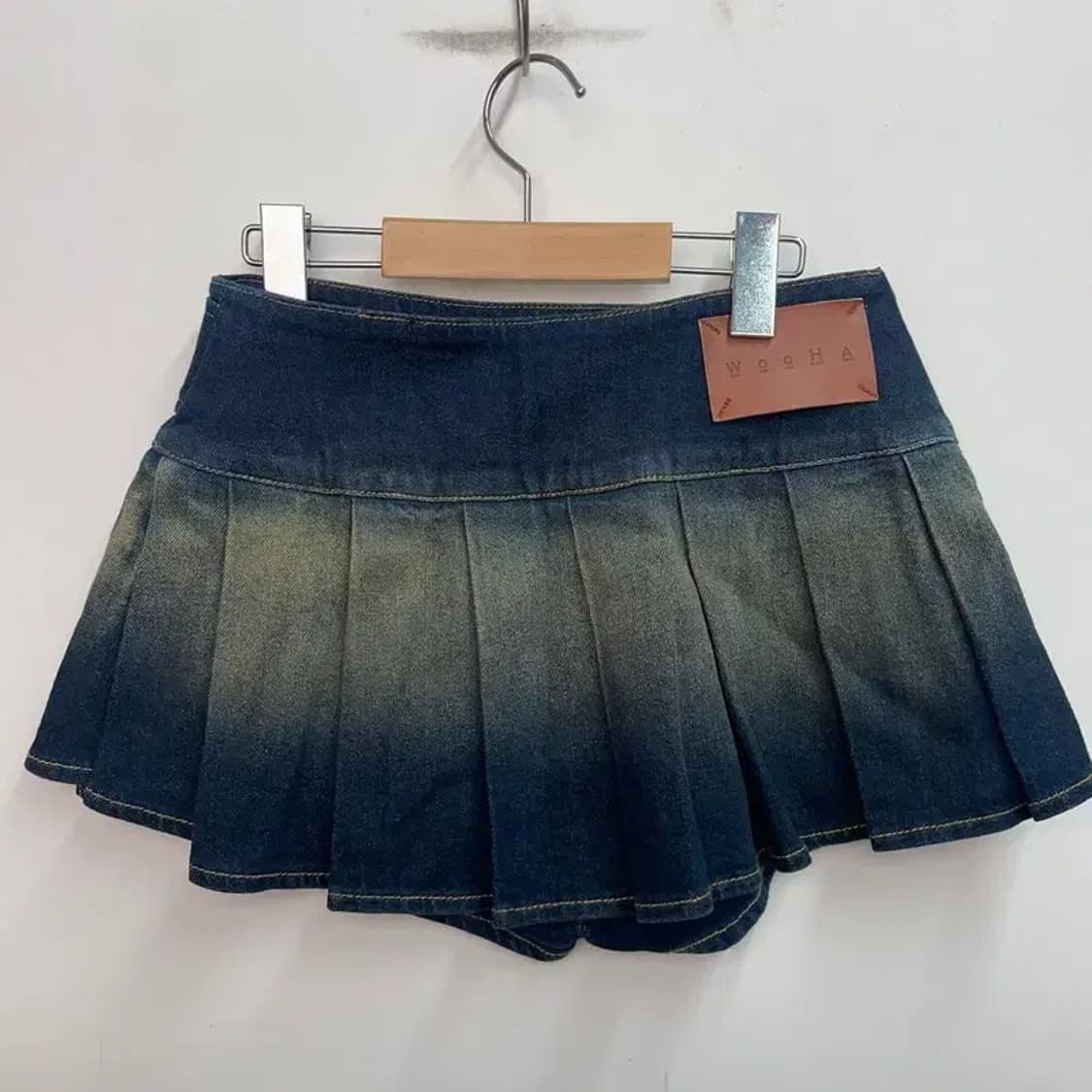 스몰 미사용 wooha 데님 스커트 팬츠 윈터착용모델 상품이미지3