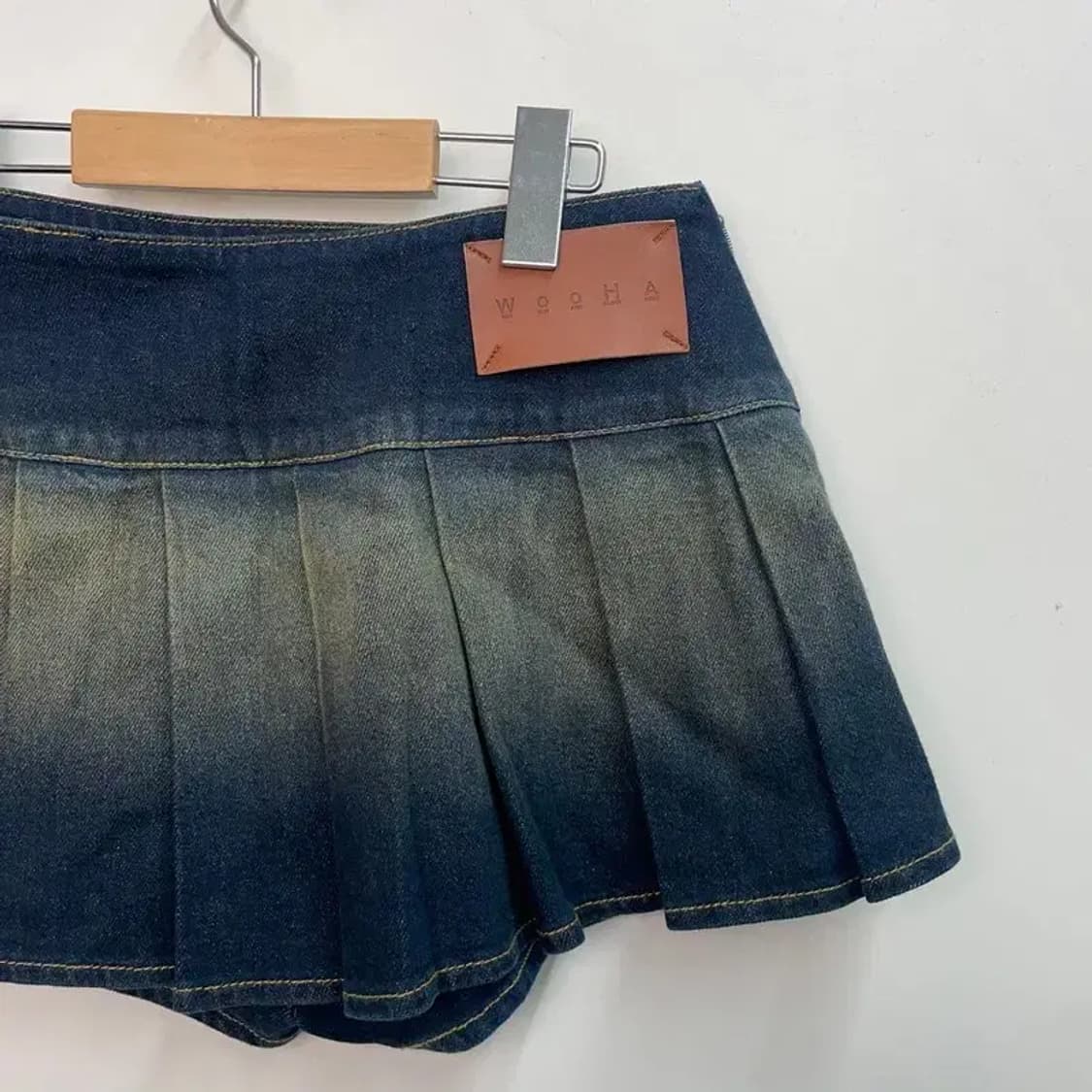 스몰 미사용 wooha 데님 스커트 팬츠 윈터착용모델 상품이미지4