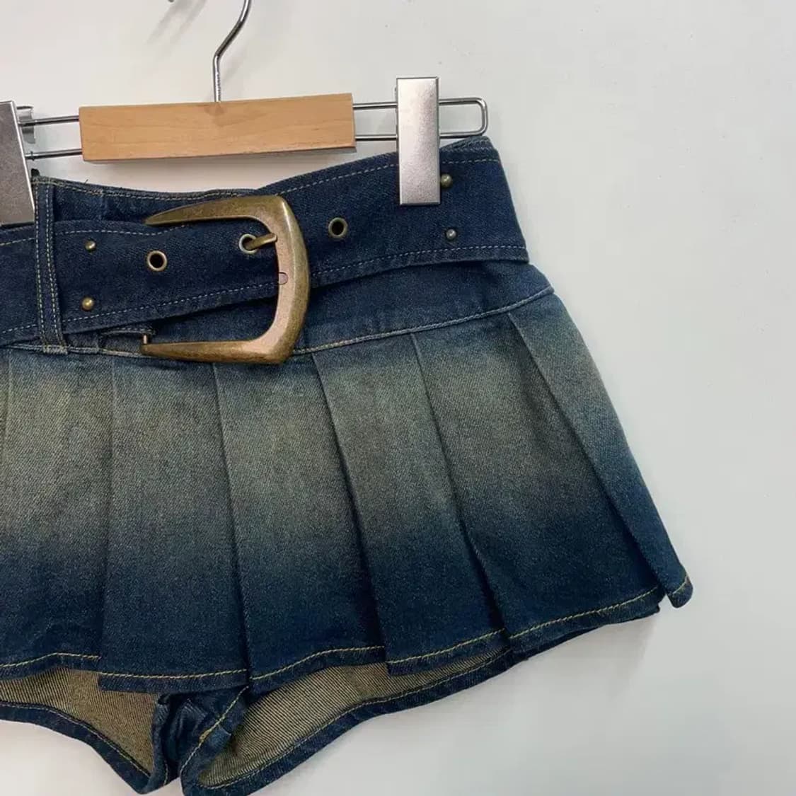 스몰 미사용 wooha 데님 스커트 팬츠 윈터착용모델 상품이미지5