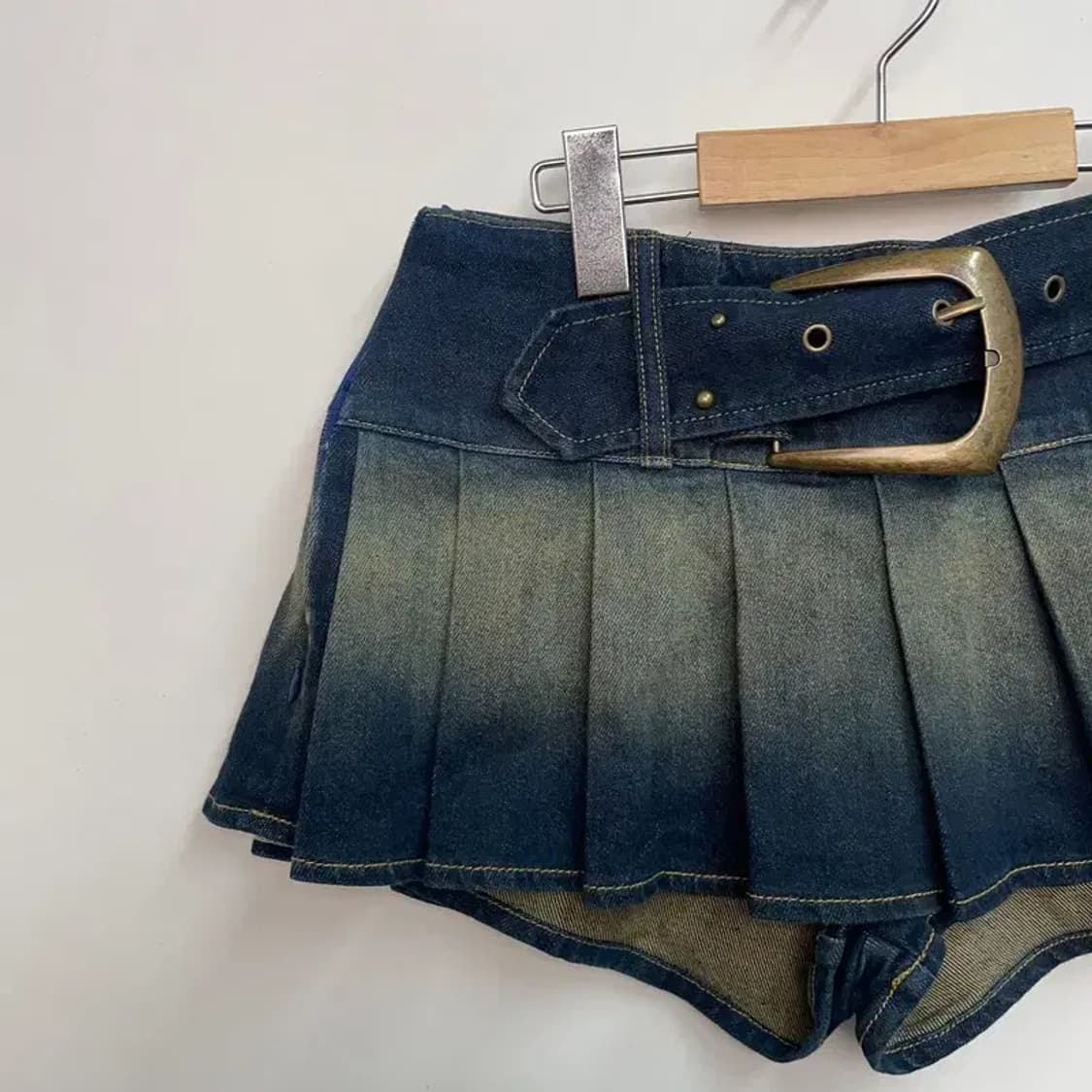 스몰 미사용 wooha 데님 스커트 팬츠 윈터착용모델 상품이미지7