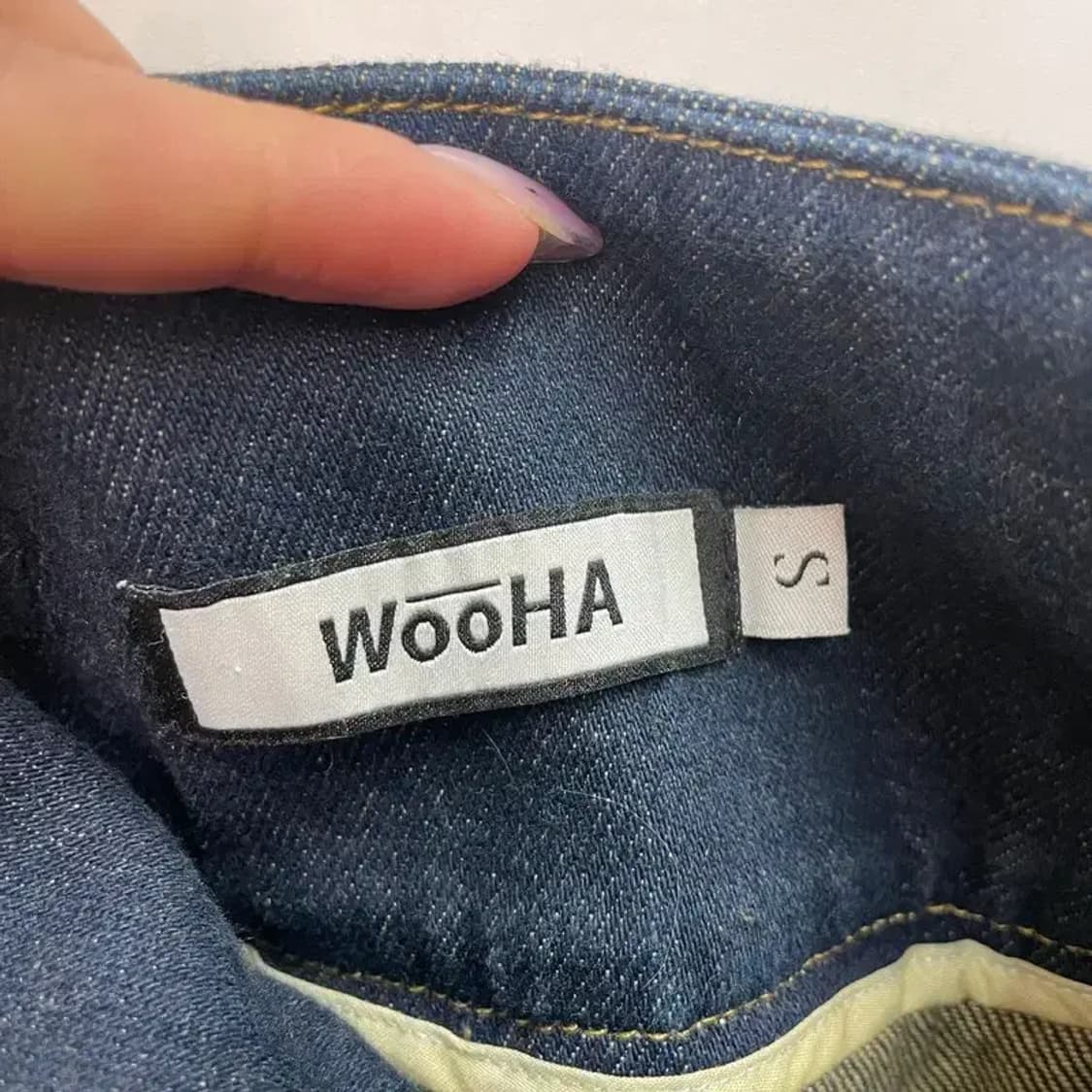 스몰 미사용 wooha 데님 스커트 팬츠 윈터착용모델 상품이미지8