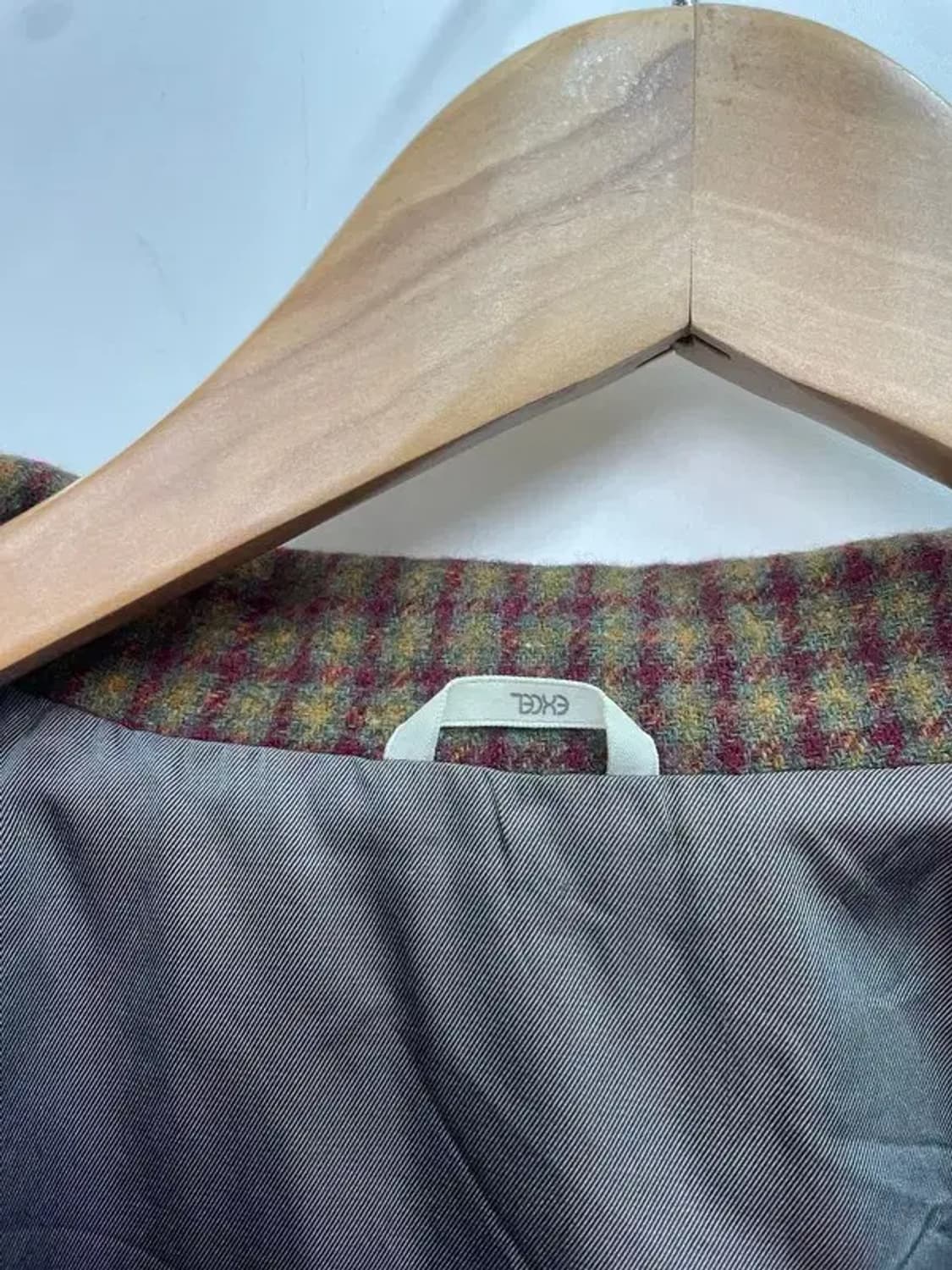 코디세트 jpn 여자 울 체크 자켓 스커트 셋업 상품이미지3