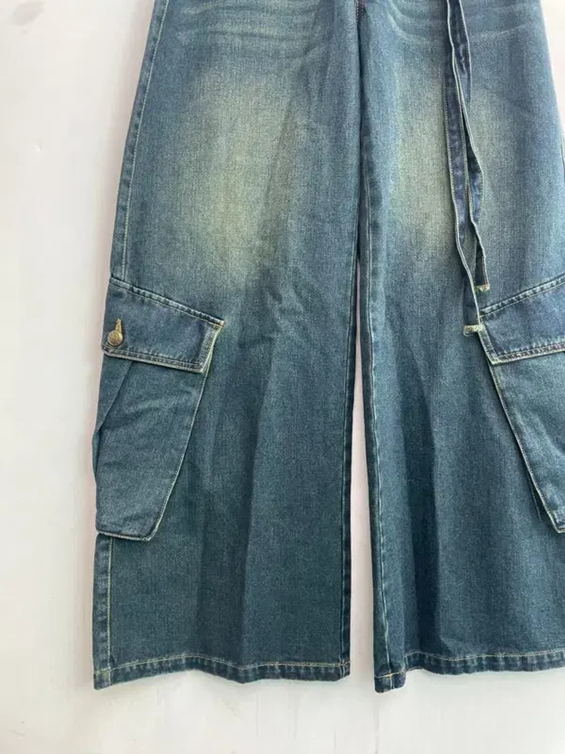 스몰 wooha 새상품 더블 카고 워싱 데님팬츠 상품이미지3