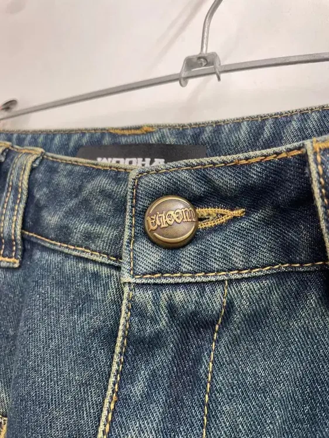 스몰 wooha 새상품 더블 카고 워싱 데님팬츠 상품이미지5