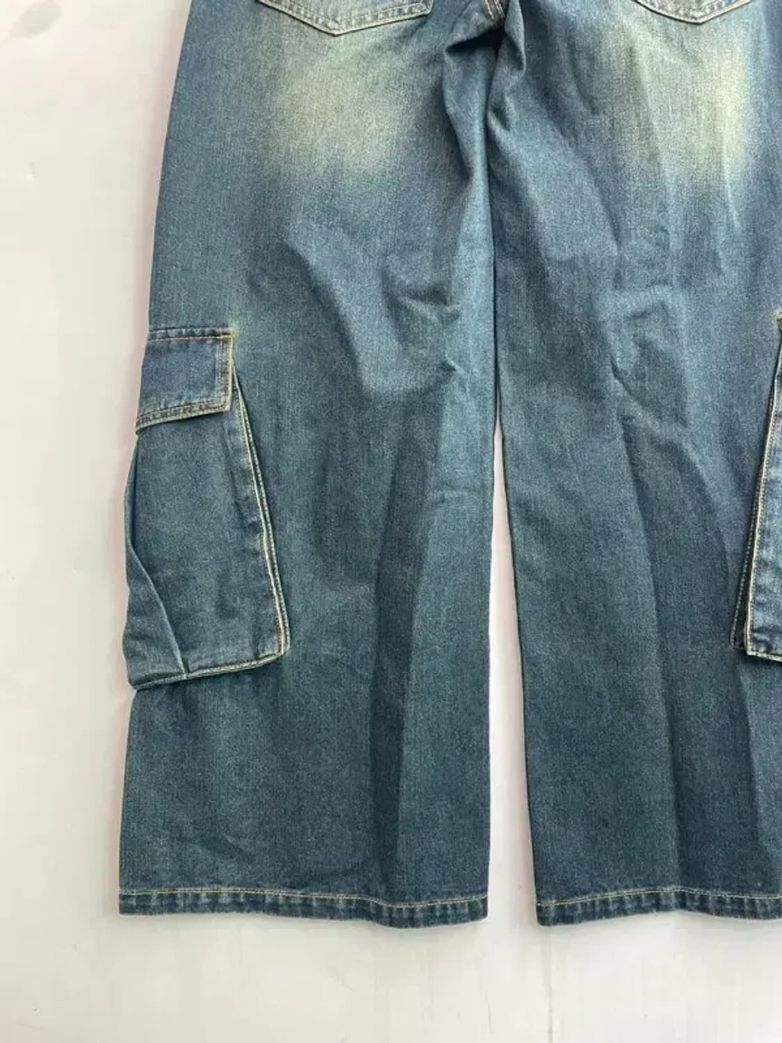 스몰 wooha 새상품 더블 카고 워싱 데님팬츠 상품이미지9