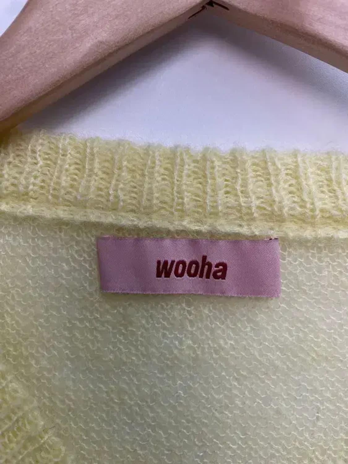 프리 새상품 wooha 아가일 패턴 옐로우 니트 상품이미지5