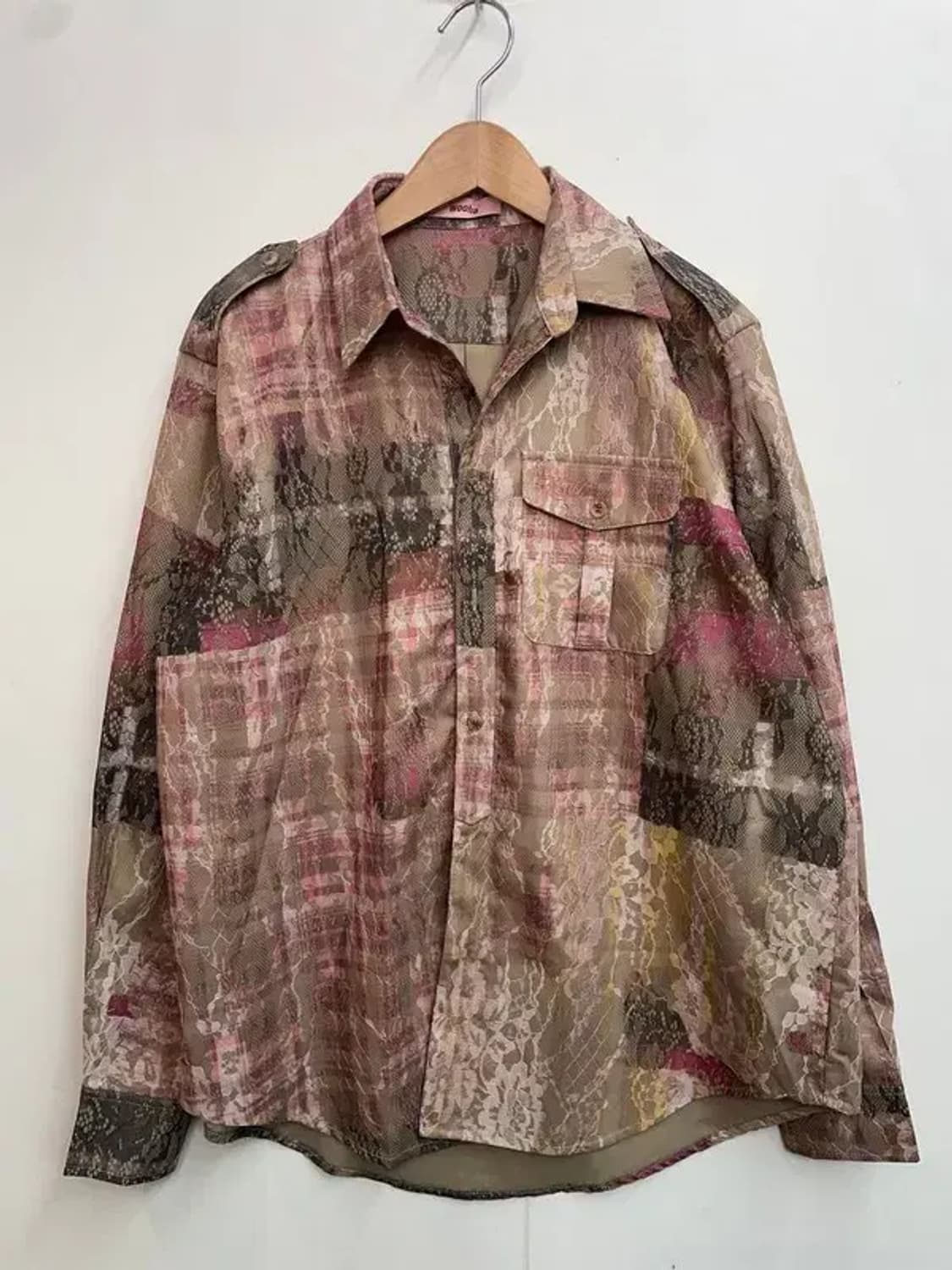 프리 wooha 새상품 오버핏 빈티지 체크프린팅 여자 셔츠 상품이미지2