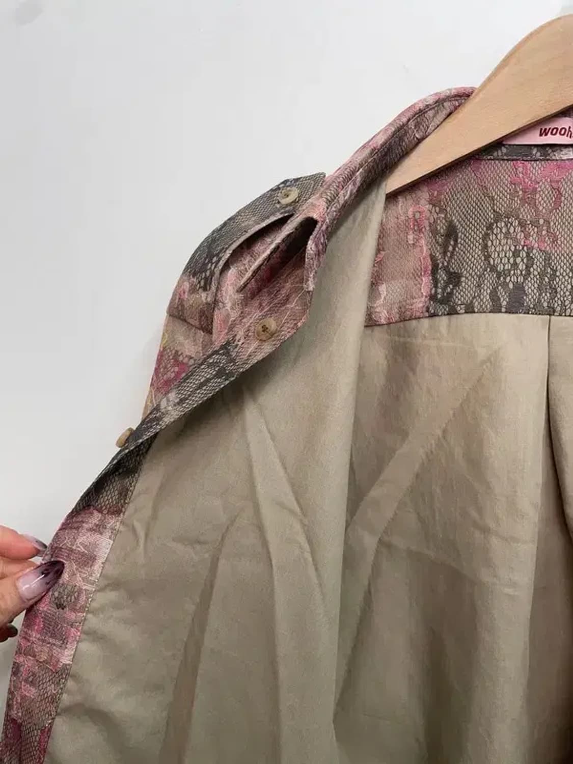 프리 wooha 새상품 오버핏 빈티지 체크프린팅 여자 셔츠 상품이미지6