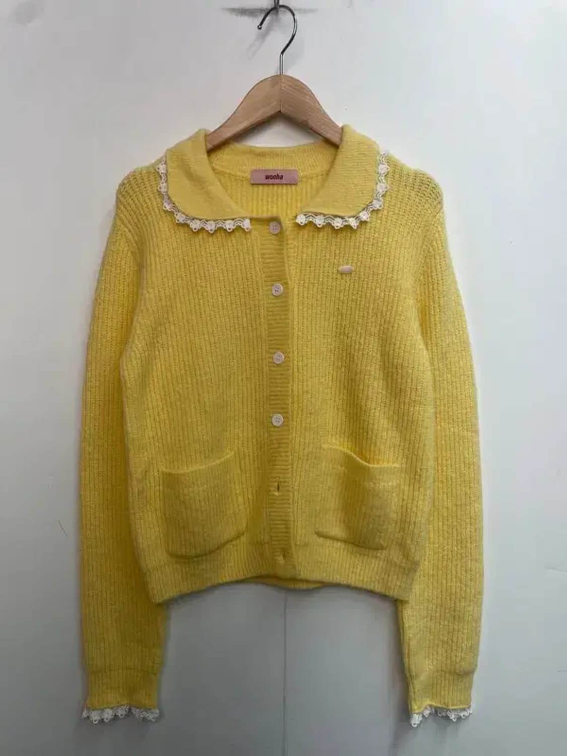 프리 wooha 새상품 여자 진주 레이스 가디건 니트 상품이미지2