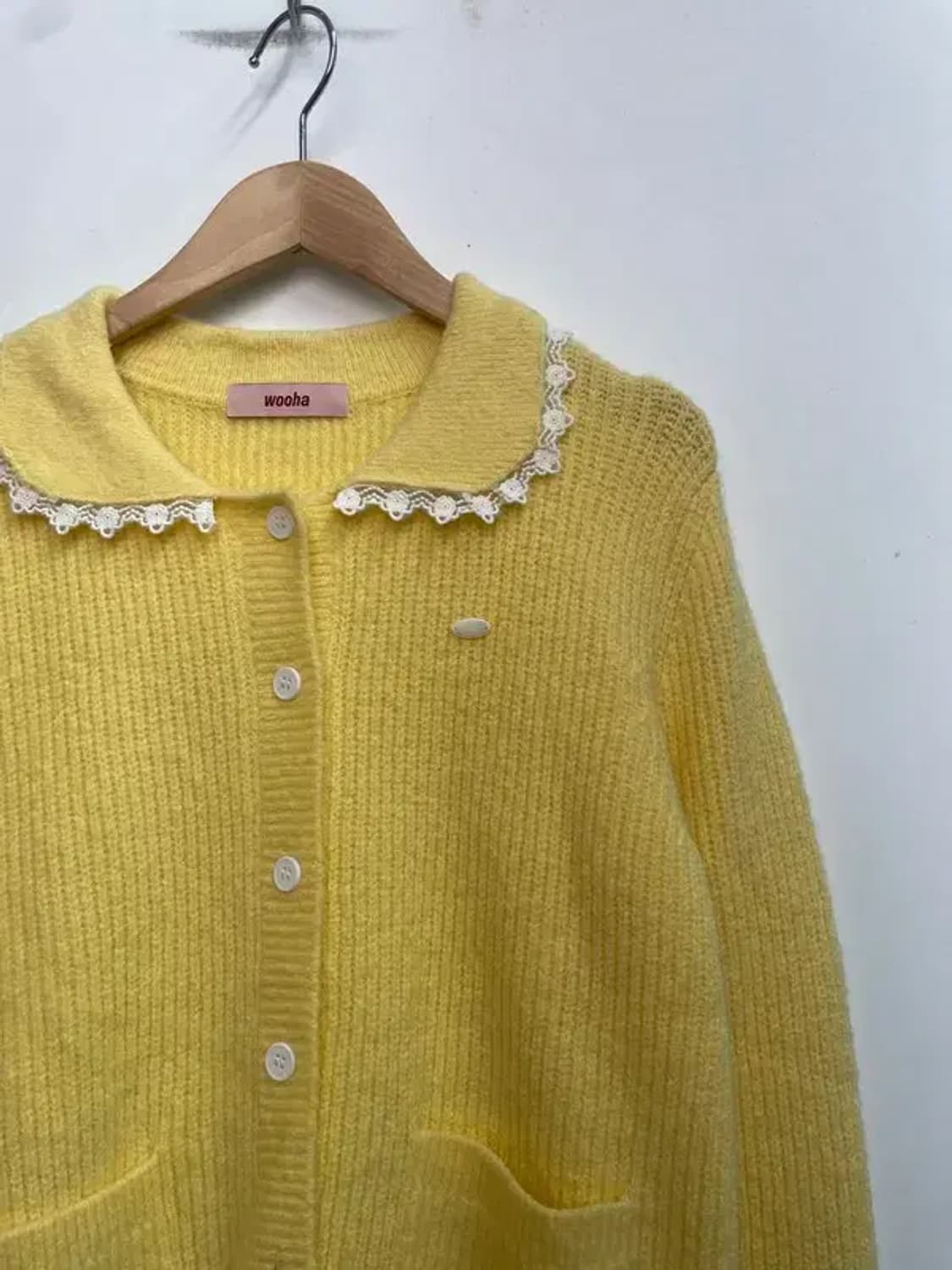 프리 wooha 새상품 여자 진주 레이스 가디건 니트 상품이미지4