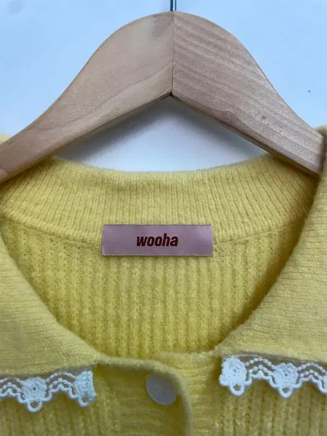 프리 wooha 새상품 여자 진주 레이스 가디건 니트 상품이미지5