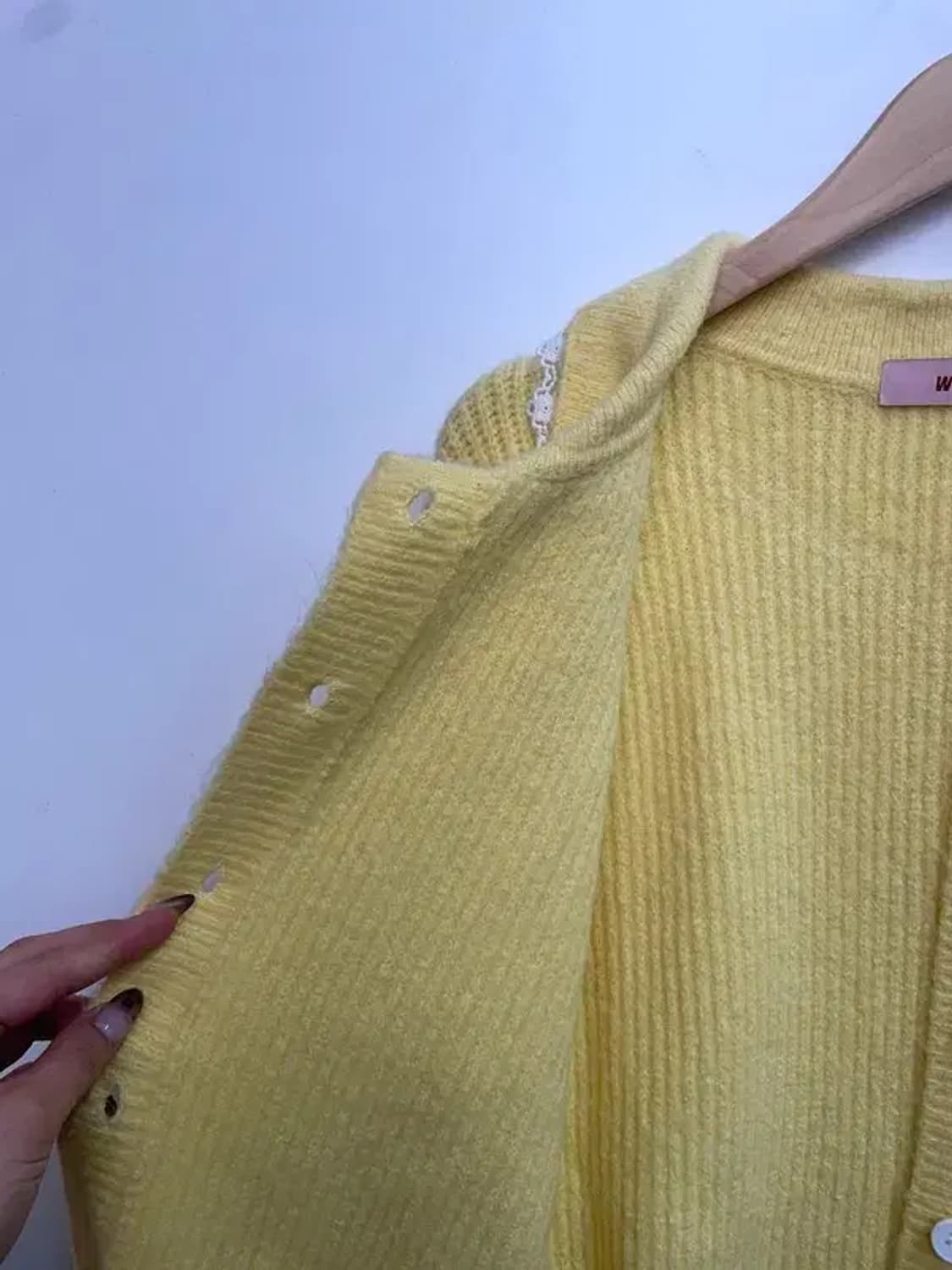 프리 wooha 새상품 여자 진주 레이스 가디건 니트 상품이미지6