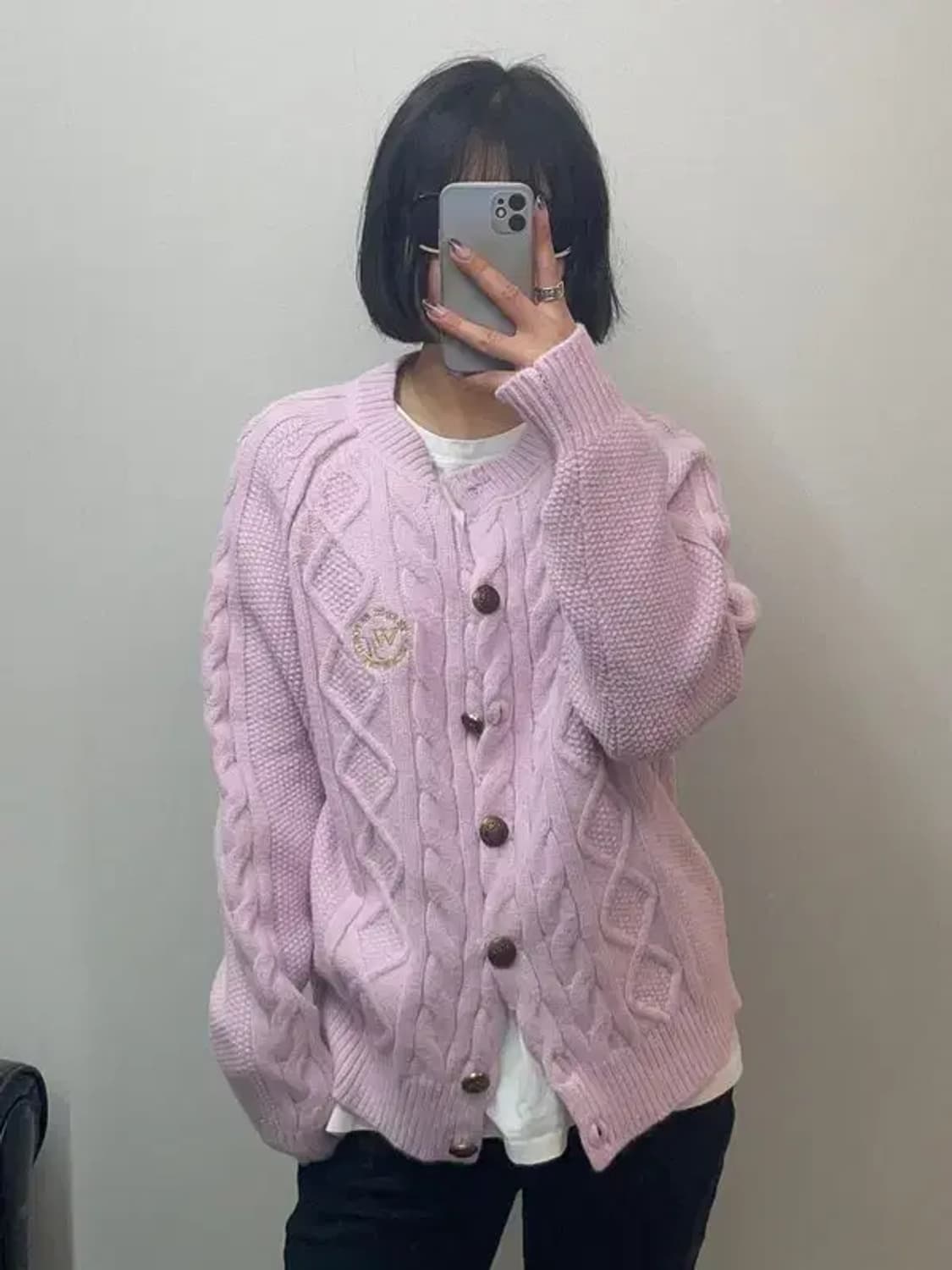 프리 wooha 새상품 보카시 꽈배기 니트 퍼플 상품이미지1