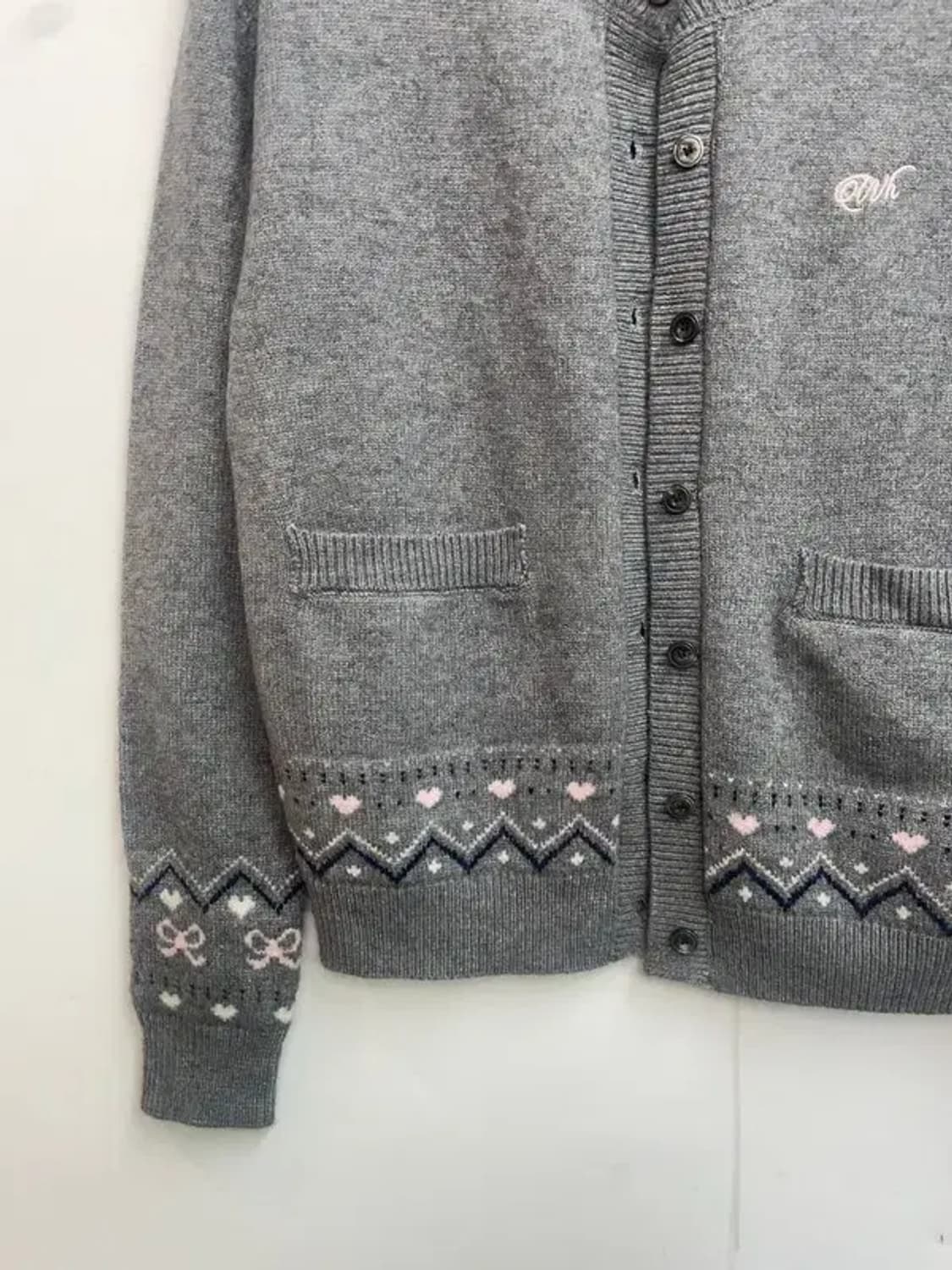 프리 새상품 wooha 그레이 라운드넥 가디건 상품이미지3