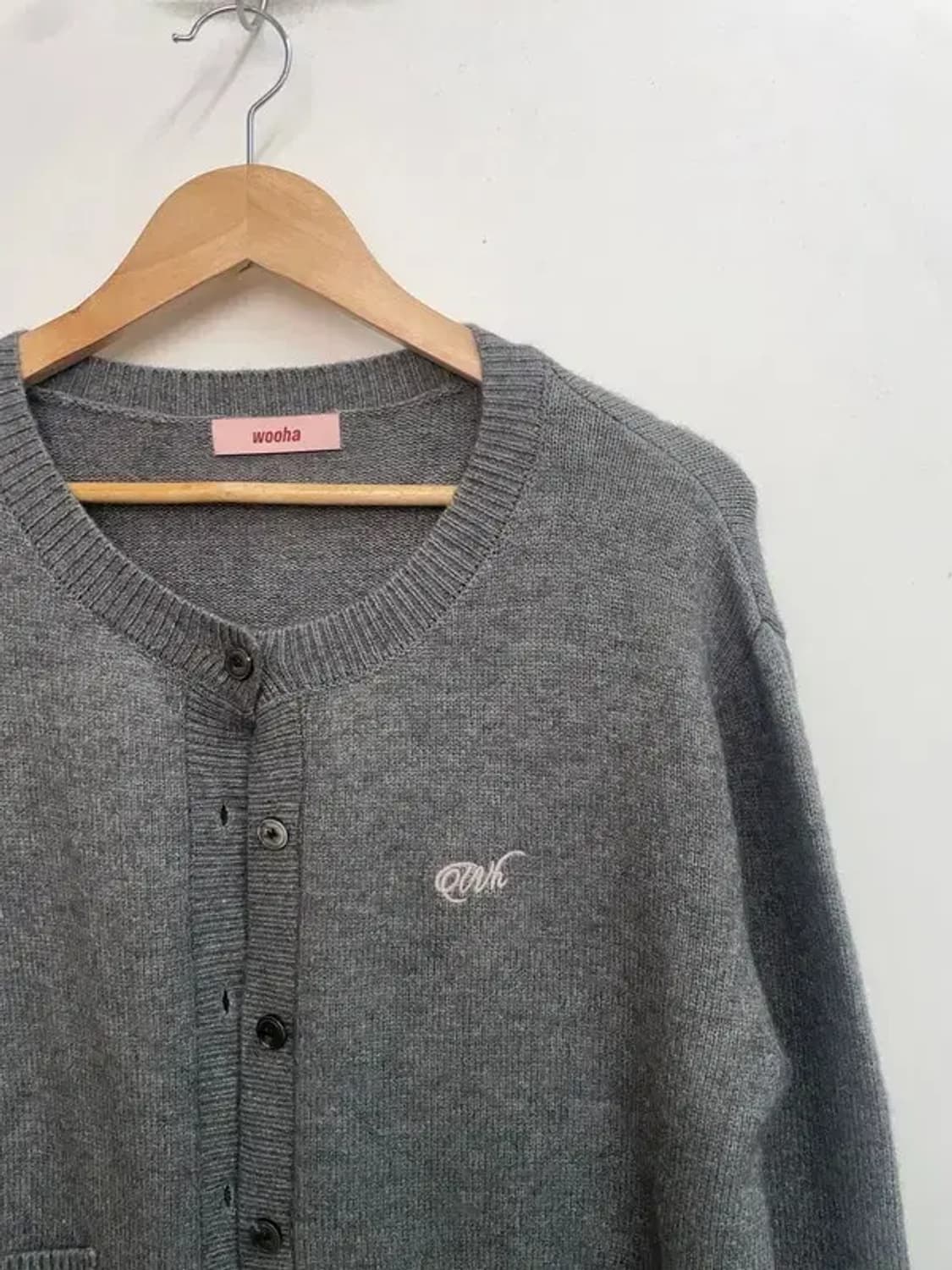 프리 새상품 wooha 그레이 라운드넥 가디건 상품이미지4