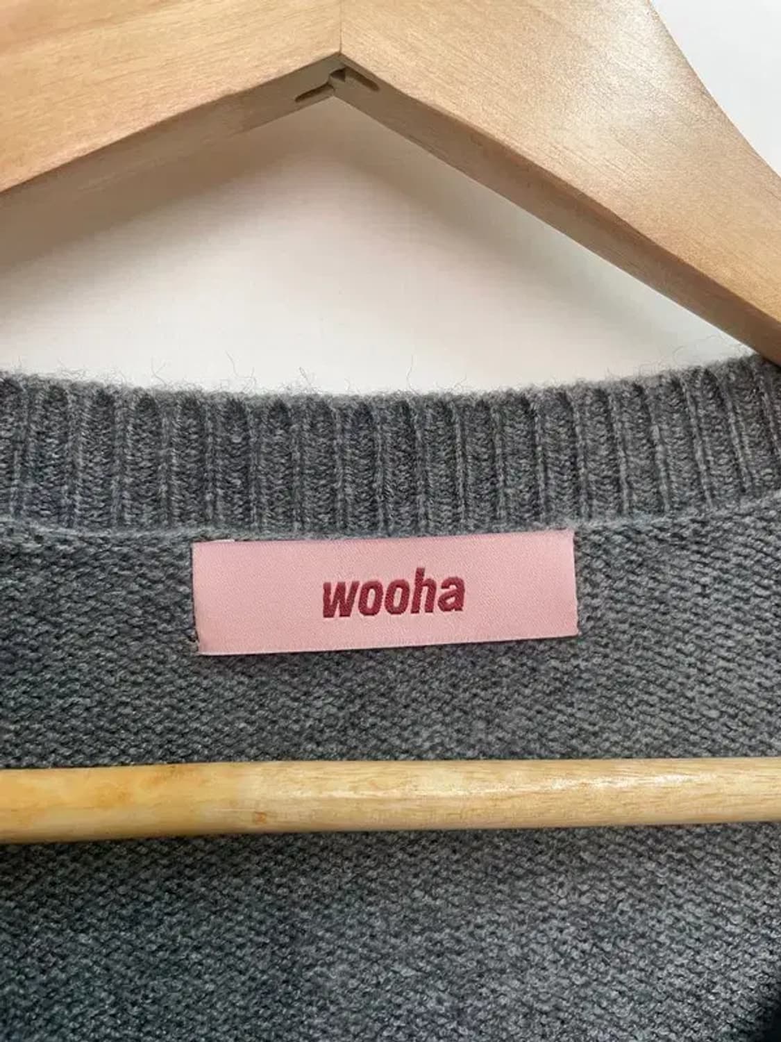 프리 새상품 wooha 그레이 라운드넥 가디건 상품이미지5