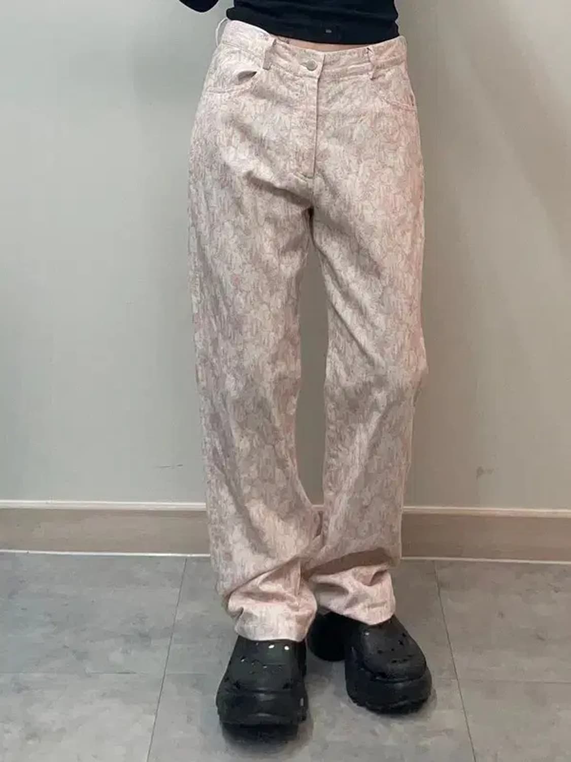 페이크 케미컬 클럽 플라워패턴 핑크 로즈 팬츠 상품이미지1