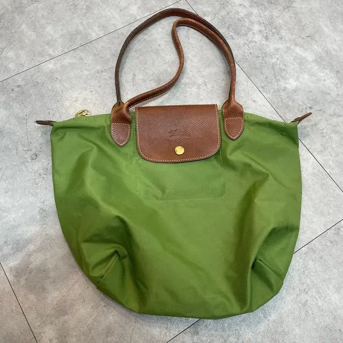 롱샴 르 플리아쥬 오리지널 숄더백 그린 색상 상품이미지2
