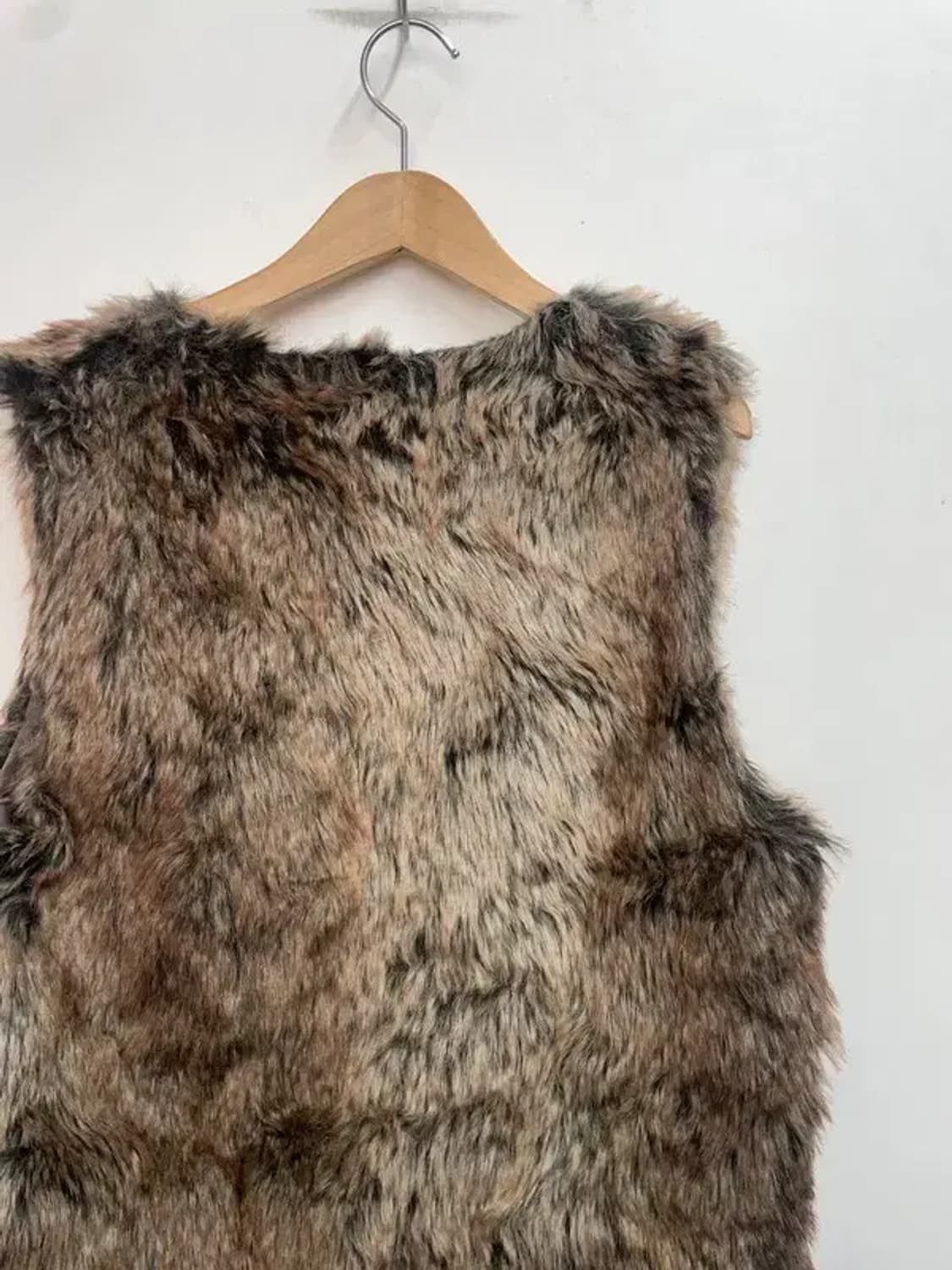 미디움 JPN 브라운톤 아크릴 페이크퍼 논버튼 퍼자켓 조끼 베스트 상품이미지10