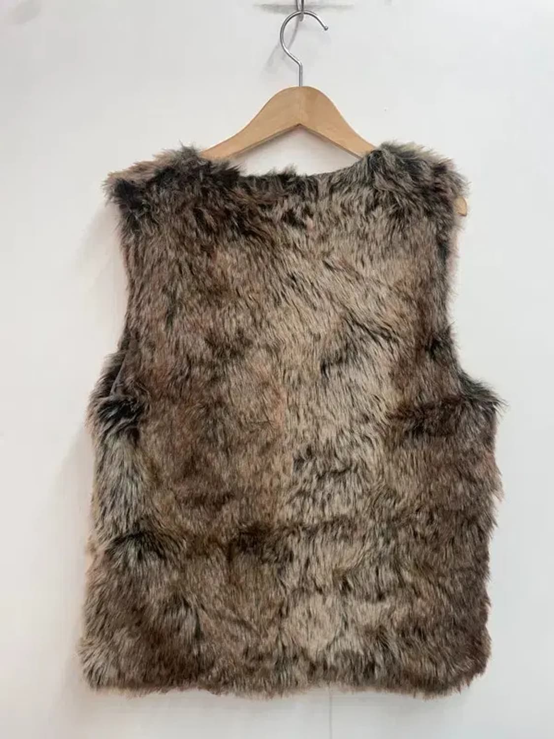 미디움 JPN 브라운톤 아크릴 페이크퍼 논버튼 퍼자켓 조끼 베스트 상품이미지8