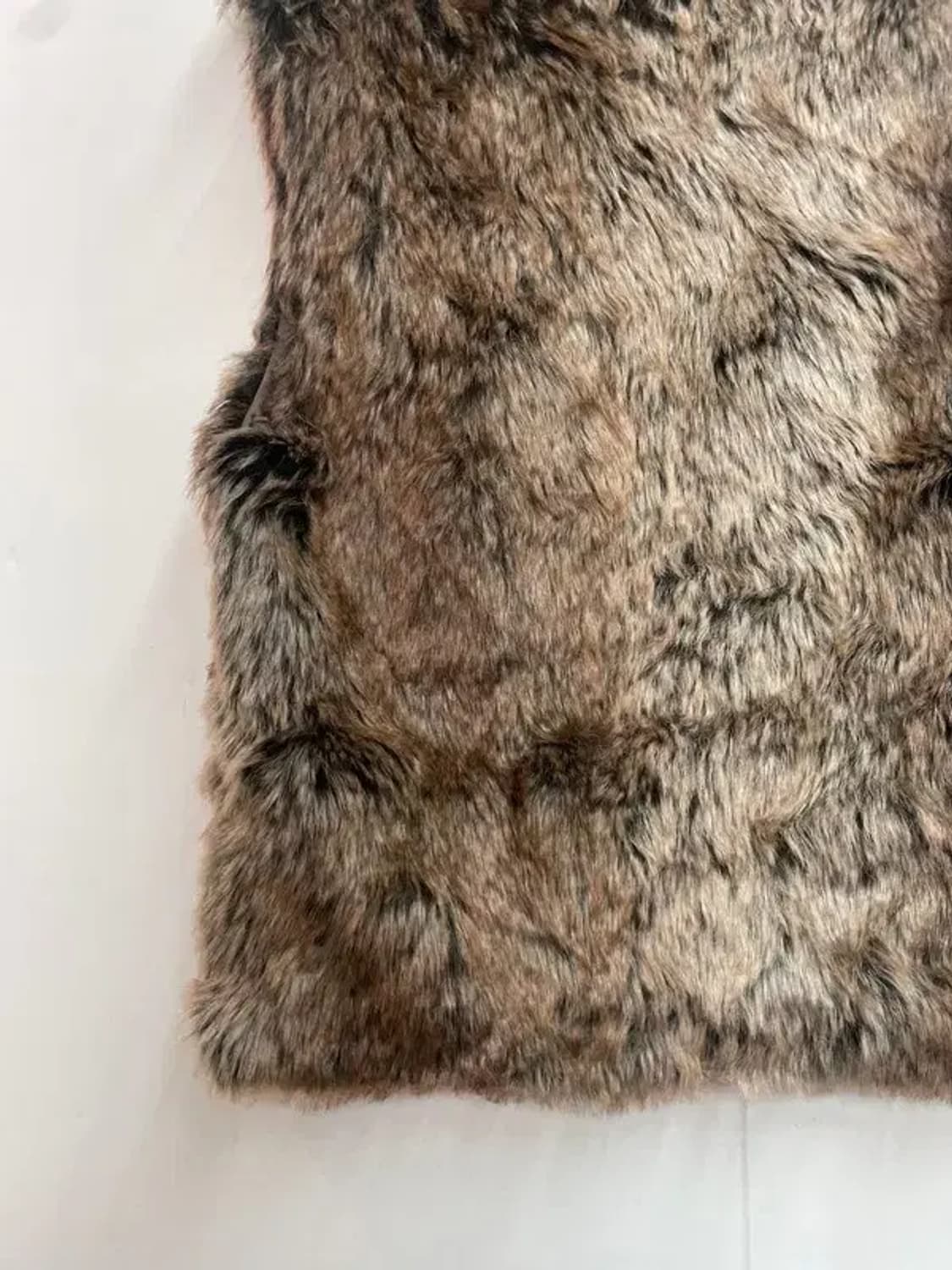 미디움 JPN 브라운톤 아크릴 페이크퍼 논버튼 퍼자켓 조끼 베스트 상품이미지9