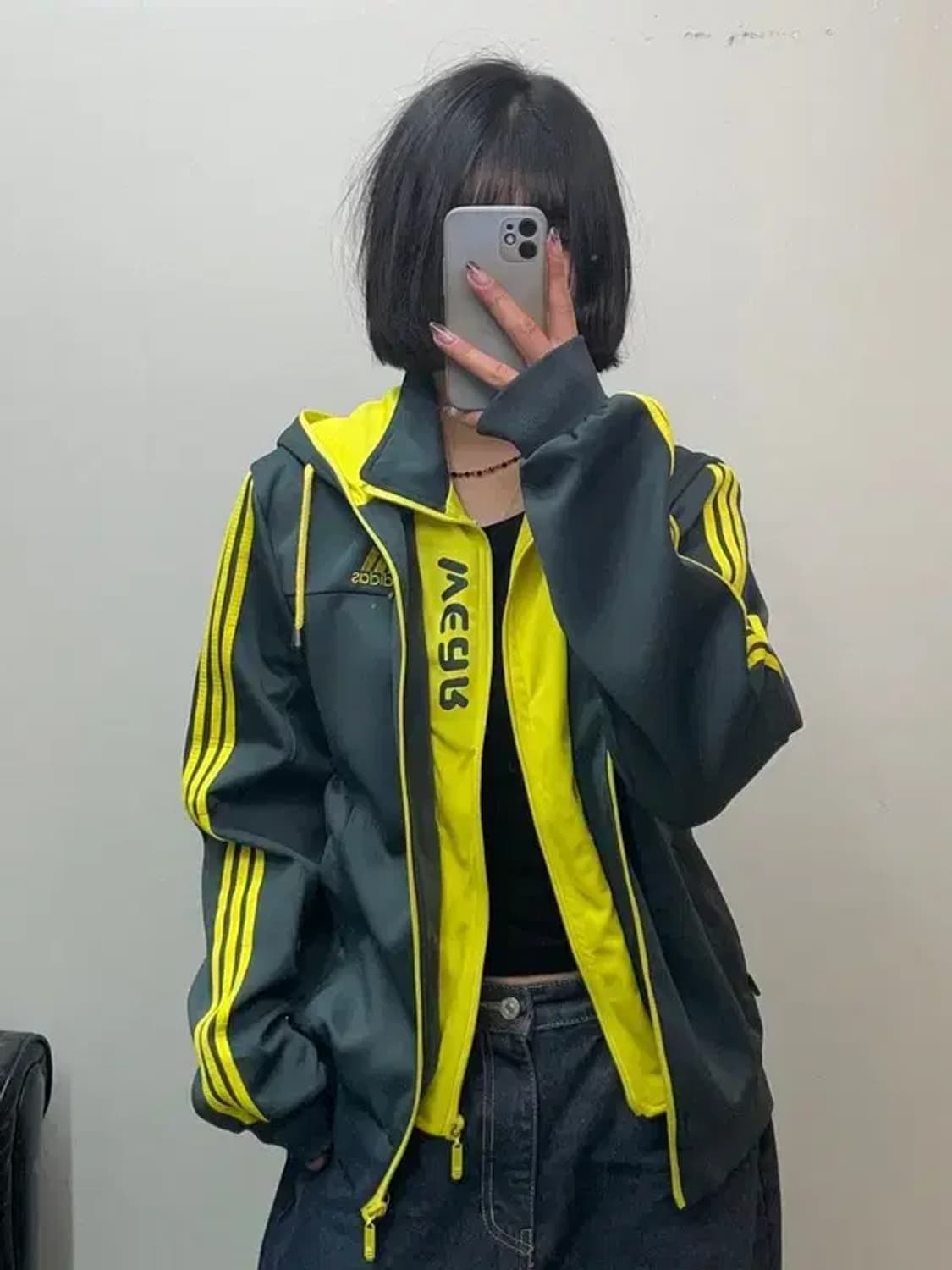 라지 아디다스 스포츠 삼선 로고 후드집업 트레이닝탑 져지 상품이미지1